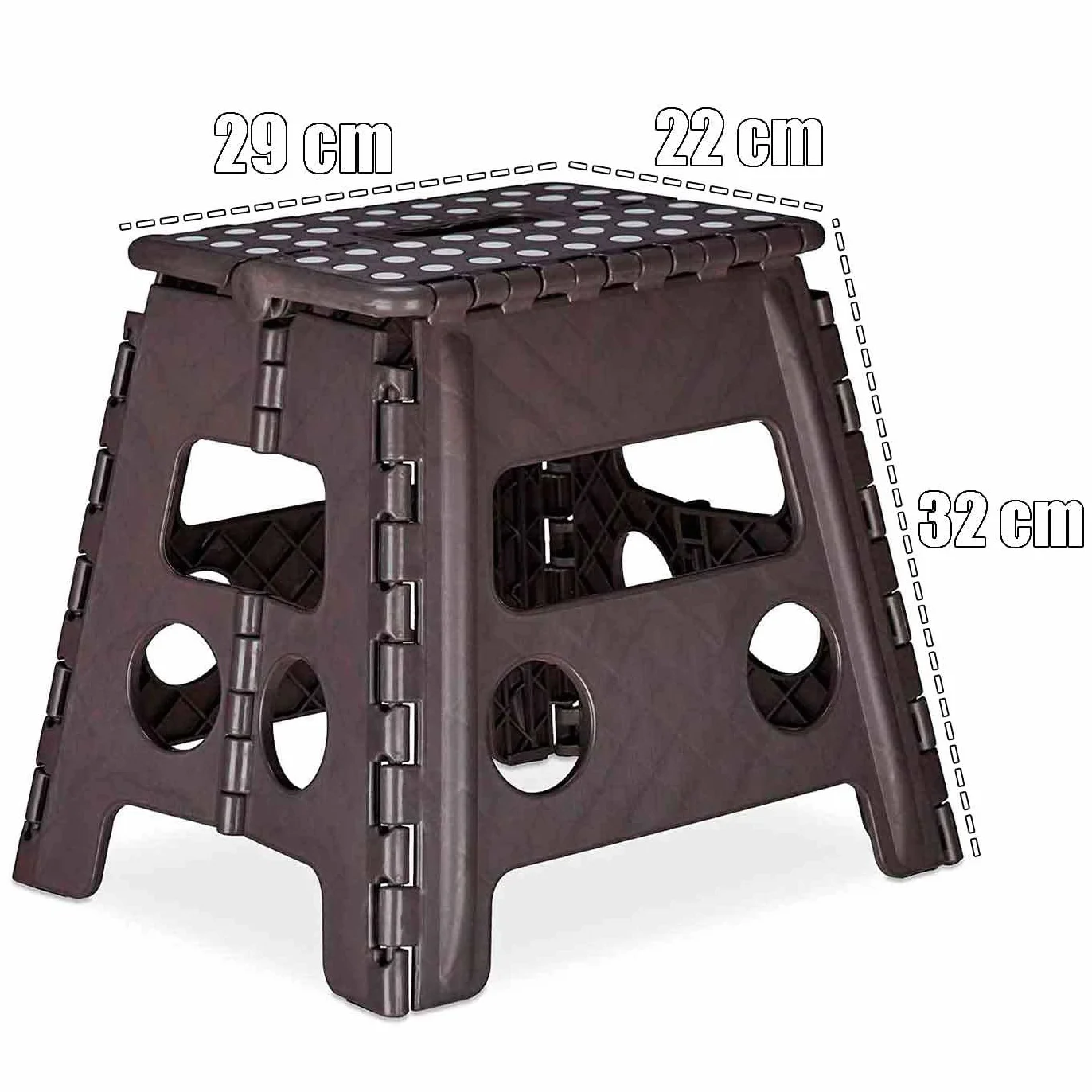 AC - Taburete Plegable - Fabricado en PVC - Multiusos de plástico Resistente y Duradero. Ideal para escuelas, guarderías u hogar. - 29 x 22 x 32 cm - Negro