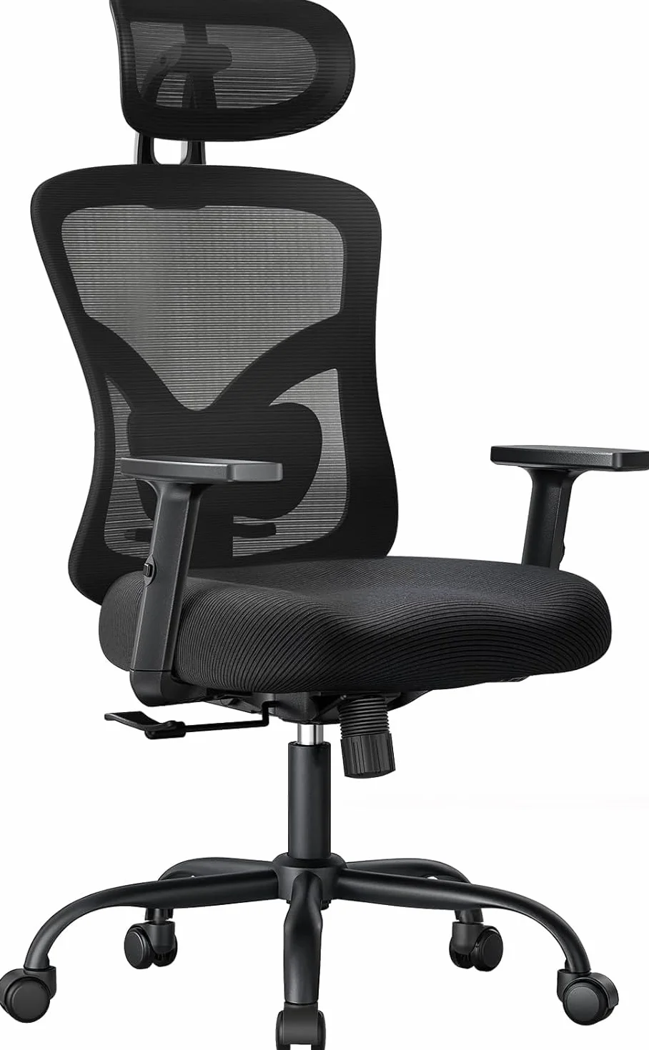 NOBLEWELL Silla de Oficina Ergonómica con Soporte Lumbar, Reposacabezas 2D, Reposabrazos Ajustable, Inclinación 130°