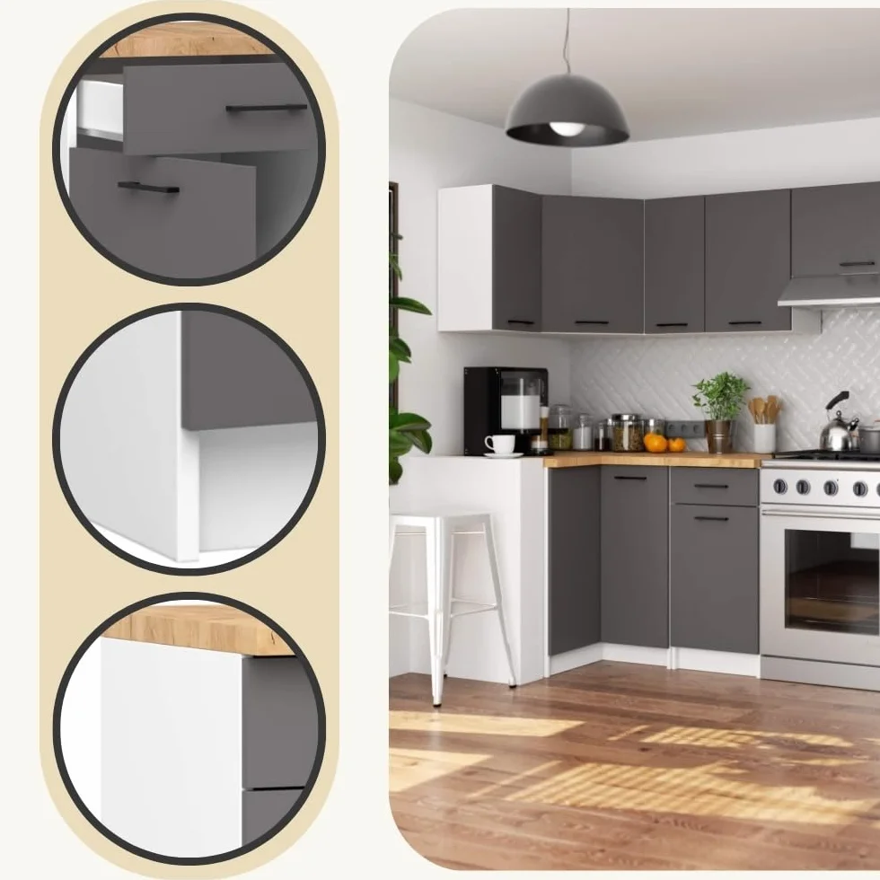 AKORD Mueble bajo de cocina OLIWIA 50 cm | con 1 puerta y 1 cajón | armarios de cocina | espacioso | para cocina pequeña | para una cocina | ancho 50 x alto 85 x profundidad 46 cm | peso 27,40 kg |