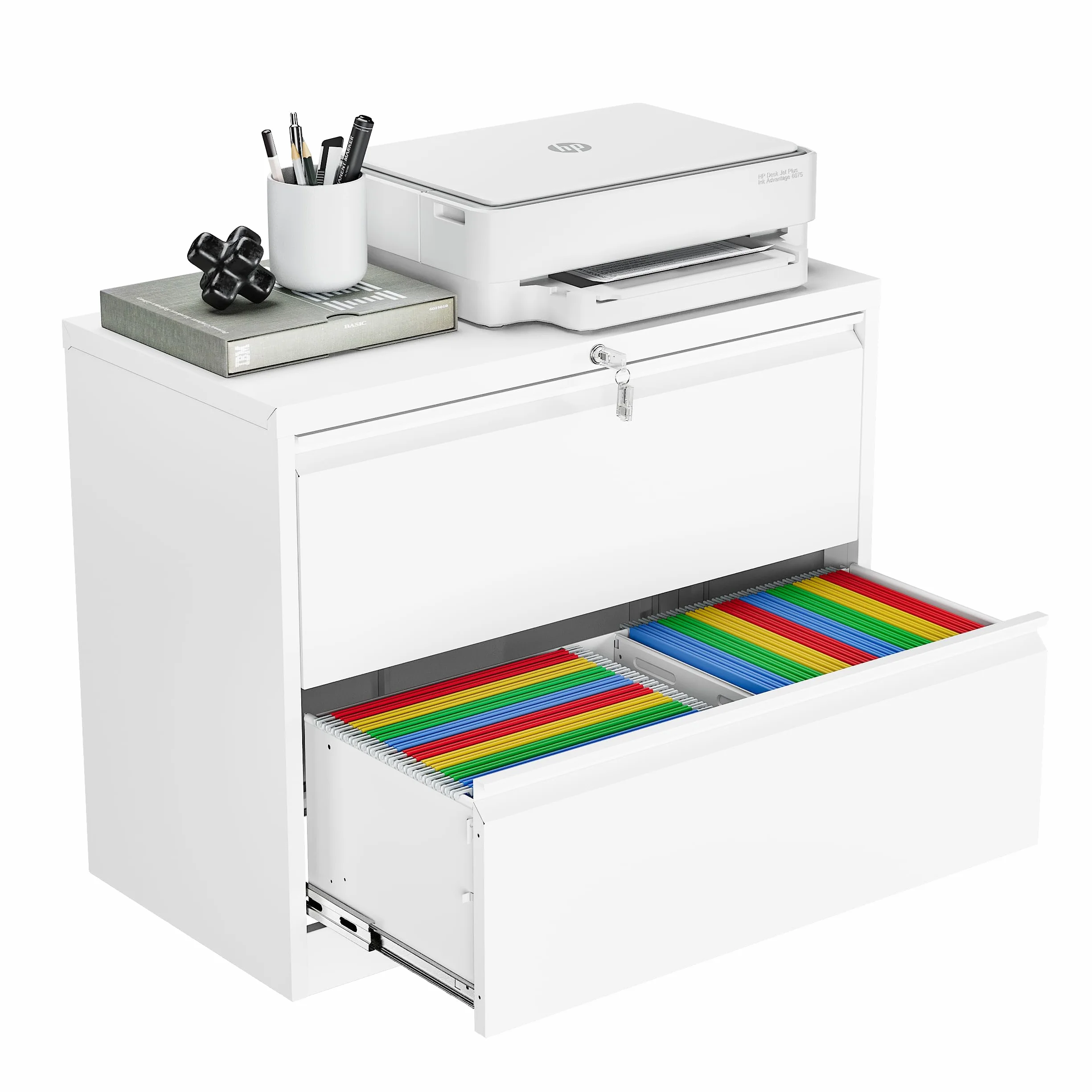Sightlife Archivador Lateral con Cerradura, archivador metálico Grande de 2 cajones, Oficina en casa, Armario con Cerradura para archivadores Colgantes tamaño carta/legal/F4-Requiere Montaje
