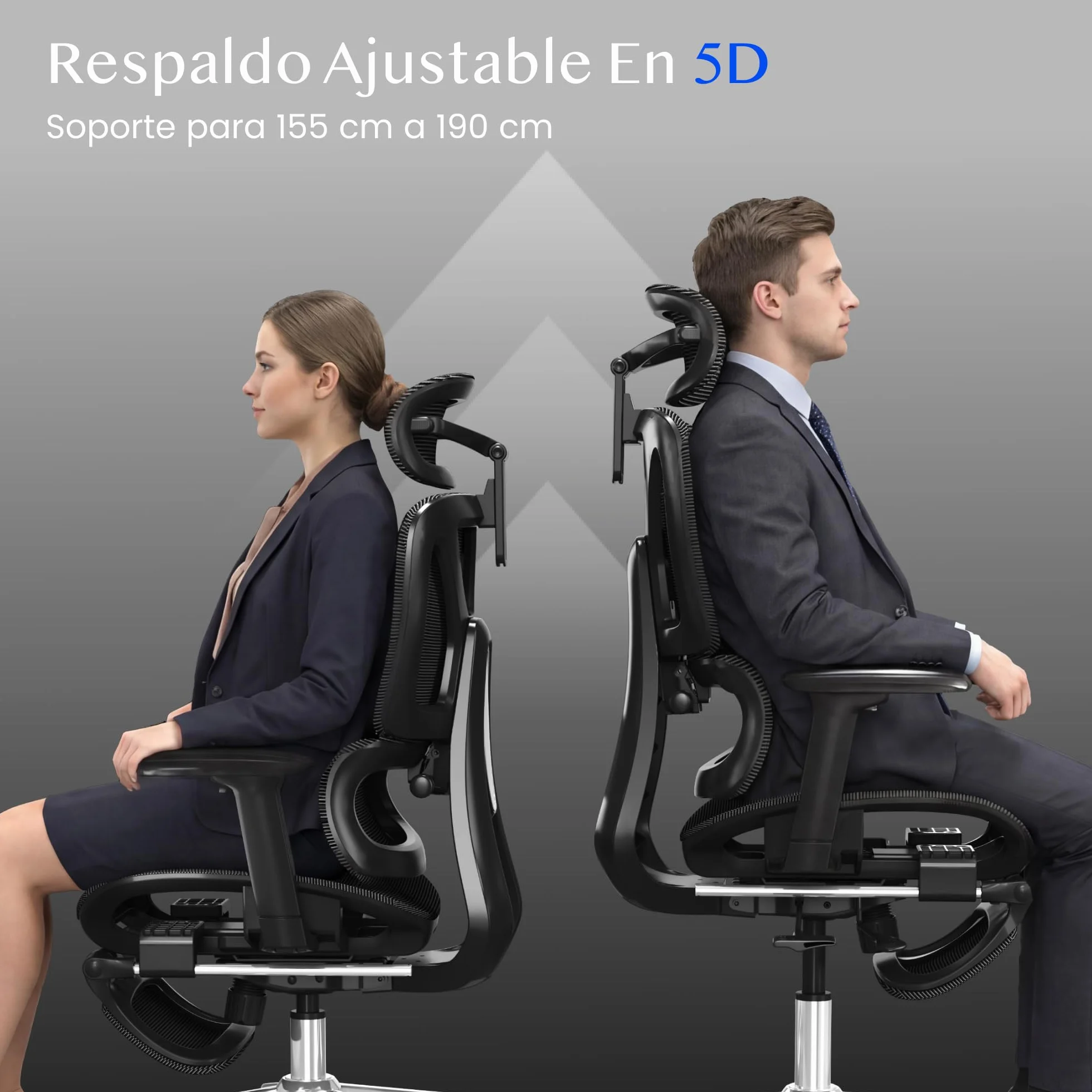 FLEXISPOT ErgoX Silla Escritorio Ergonómica con Reposapiés, Soporte Lumbar, Reposabrazos 3D, Inclinación 135°, Gris