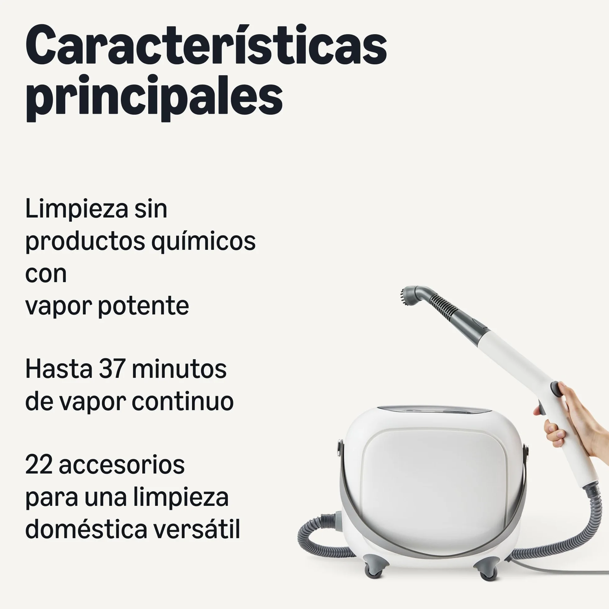 Amazon Basics Limpiador a Vapor Multiusos 1500W 1,5L 22 Accesorios Blanco