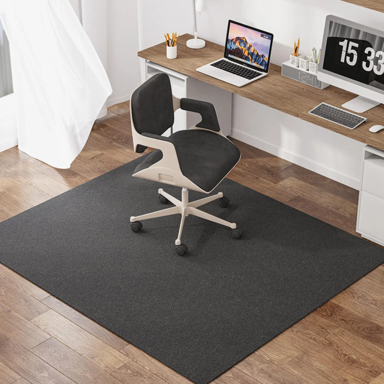 Alfombrilla antideslizante para silla de oficina, protector de suelo de elastómero termoplástico para madera dura y alfombra, alfombra de fácil deslizamiento para silla rodante (gris oscuro, 100 x 160