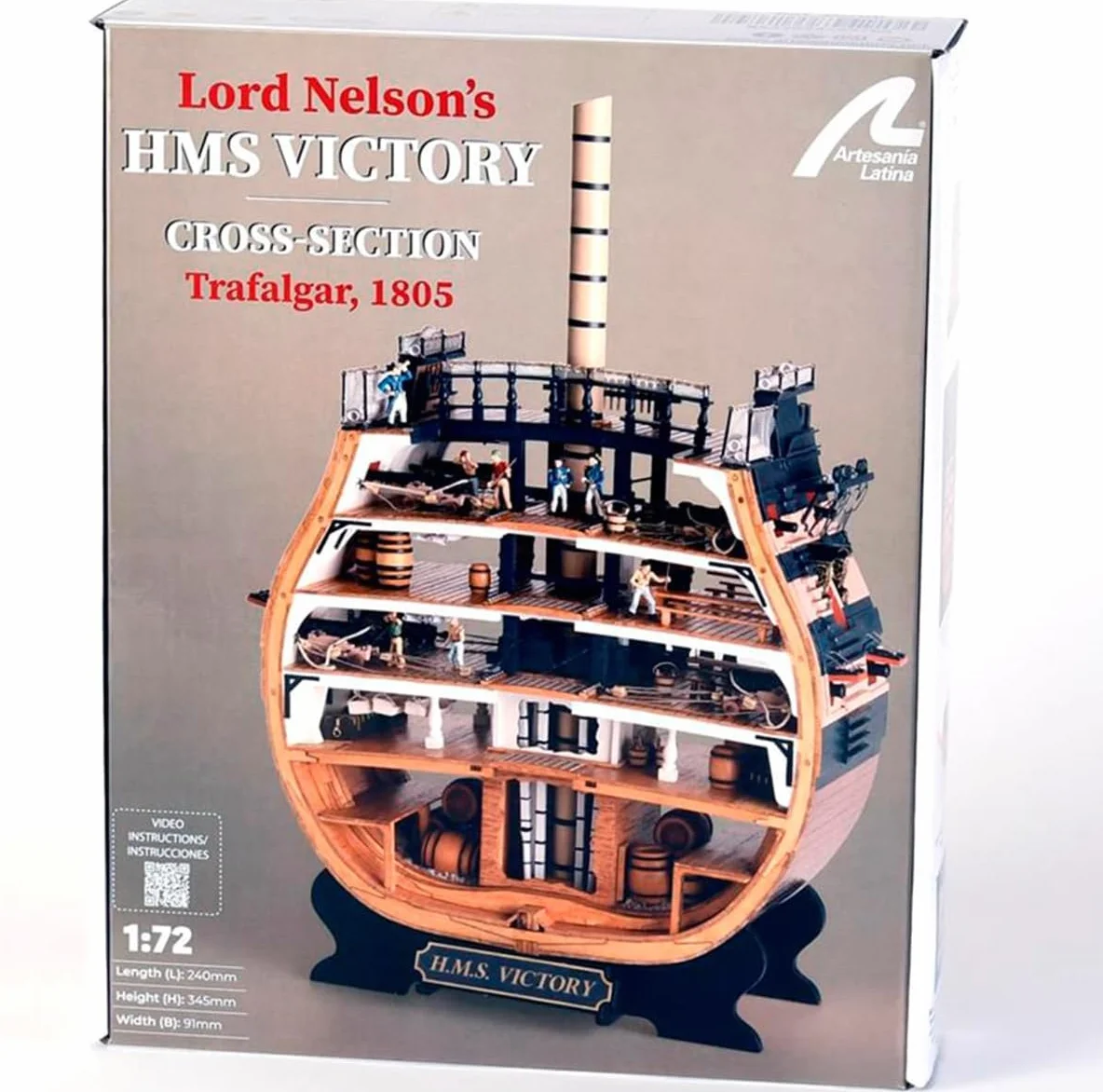 Artesanía Latina - Maqueta de Barco en Madera - Sección Navío de Línea Inglés, HMS Victory Trafalgar 1805 - Modelo 20500, Escala 1:72 - Maquetas para Montar - Nivel Principiante y Resto