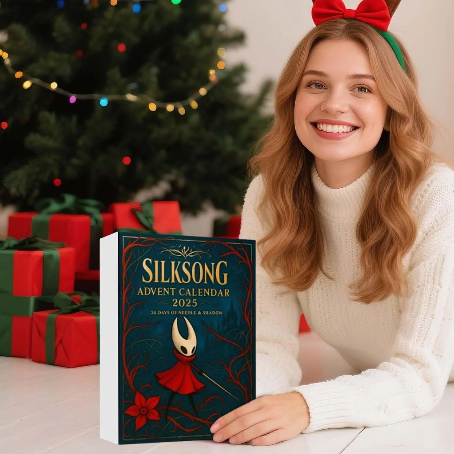 Hollow Knight Silksong Calendario de Adviento 2025, calendario de cuenta regresiva Navidad 24 días adornos árbol acrílicos 2D, colección llaveros regalo