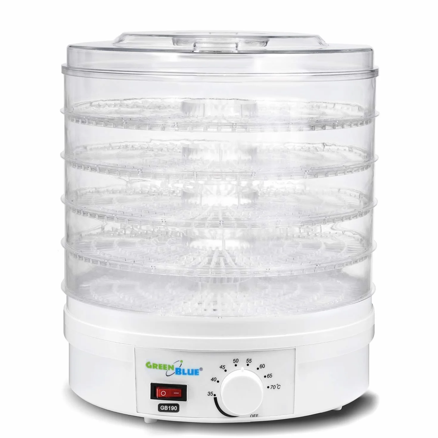 Green Blue GB190 Deshidratador de Alimentos 250W 5 Bandejas 35-70°C sin BPA