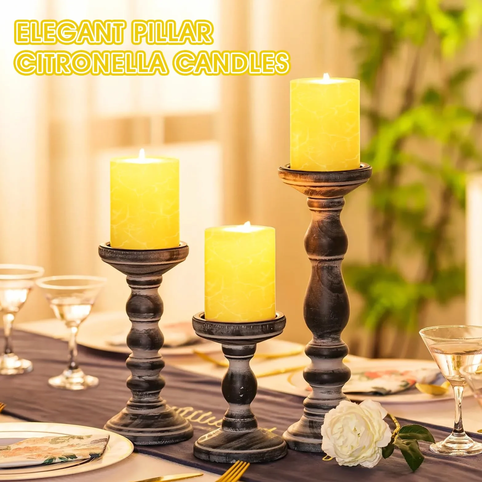 Velas de Citronela Grandes 50x100mm 120 Horas Aroma Fresco Sin Humo Sin Goteo