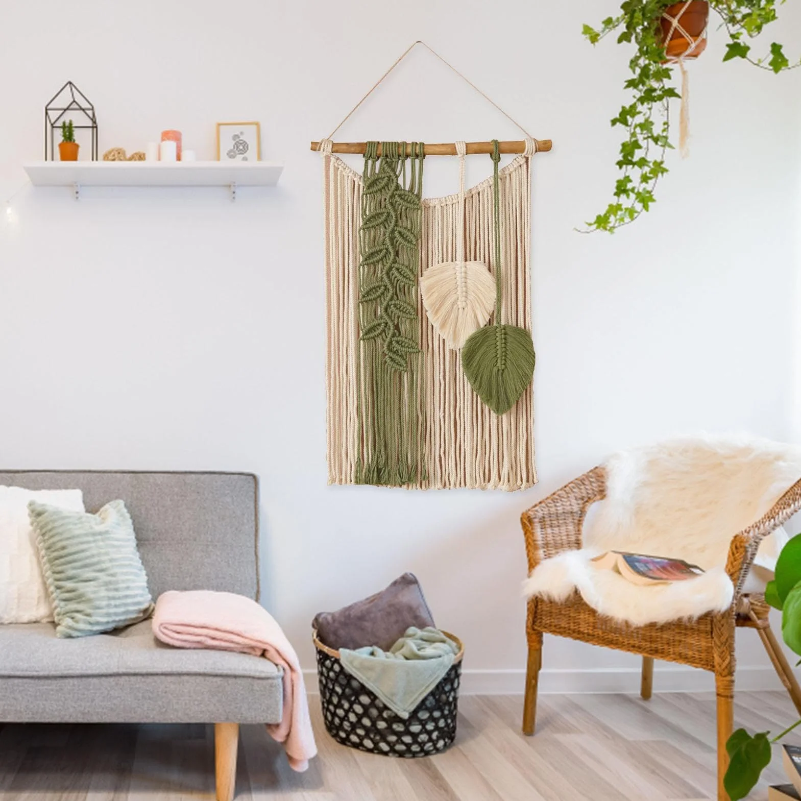 Decoración De Arte De Pared Bohemio: Tapiz De Macramé Hecho A Mano, Pancarta De Tapiz Tejido, Colgante De Pared Estilo Boho, Tapiz Hecho A Mano Único para Decoración del Hogar, 70x40x3cm