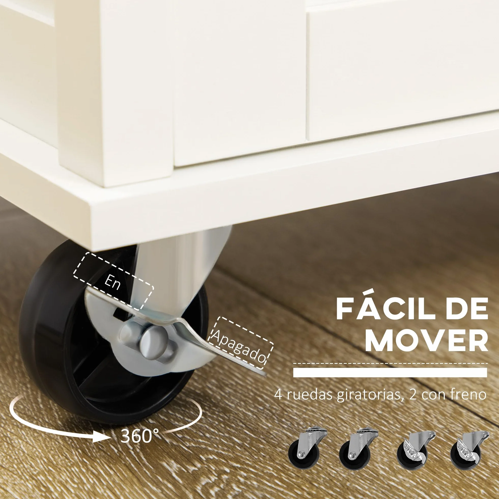HOMCOM Carrito de Cocina Isla de Cocina Multifuncional con 4 Ruedas 2 Puertas Correderas 2 Cajones Estantes Ajustables y Barra de Colgar para Comedor Sala 110x49,5x89,5 cm Crema