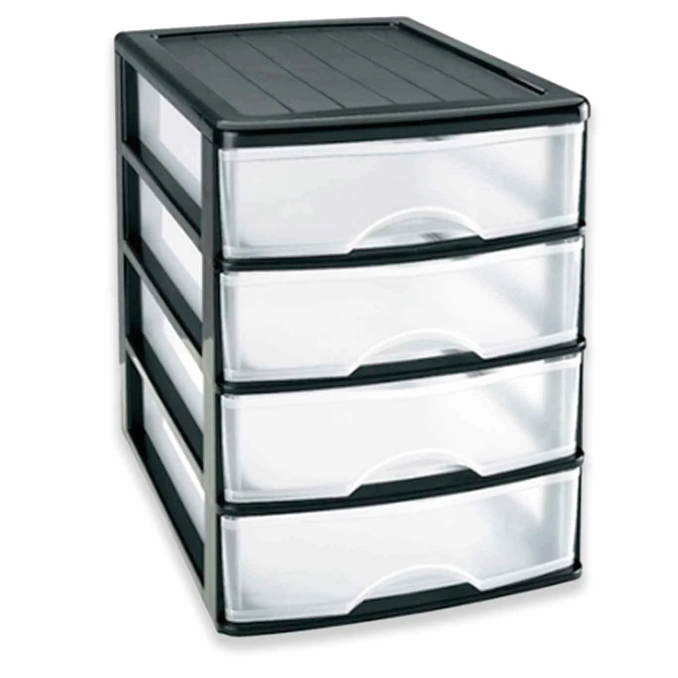 AC - Cajonera de Almacenamiento Sobremesa con 4 cajones, Torre de Almacenamiento Multiusos para Oficina, hogar, Escuela - 35 x 27 x 35,5 cm - Color Negro - Modelo Aleatorio
