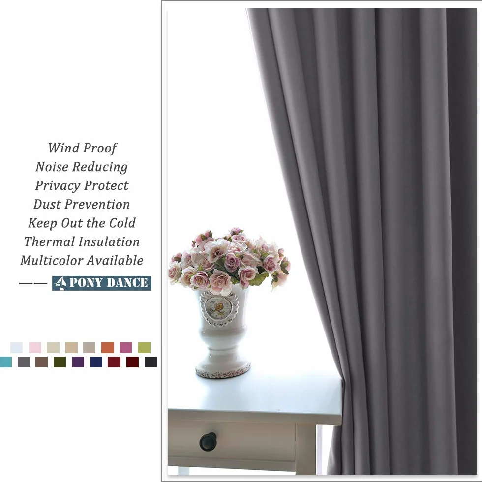 PONY DANCE Cortinas Termicas Aislantes Frio y Calor Opacas Salon Dormitorio 2 Piezas 140x240 CM Blackout Grises