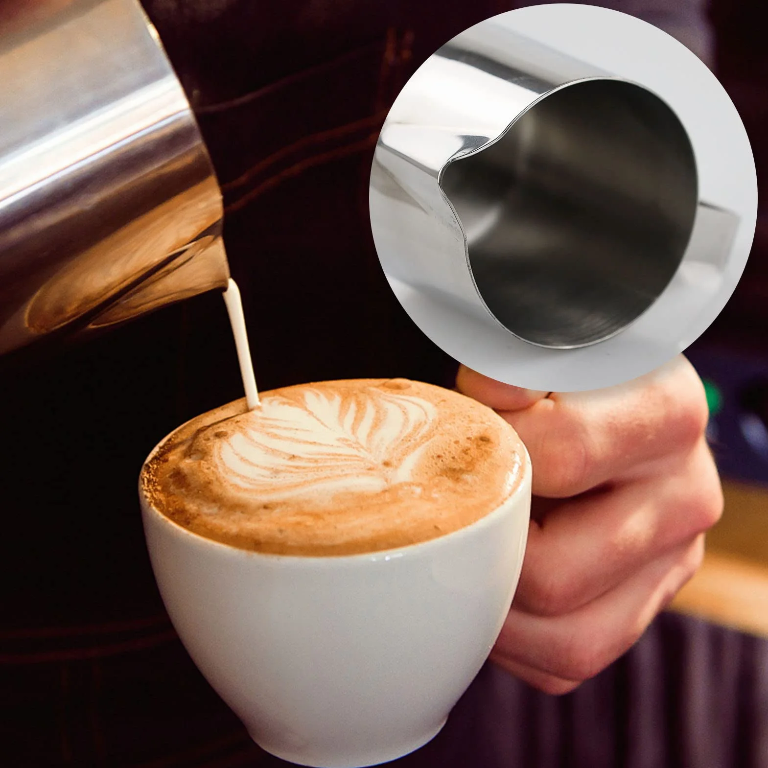 Jarra de leche de acero inoxidable, jarra perfecta para espumar leche y hacer capuchino barista espresso (200 ml)