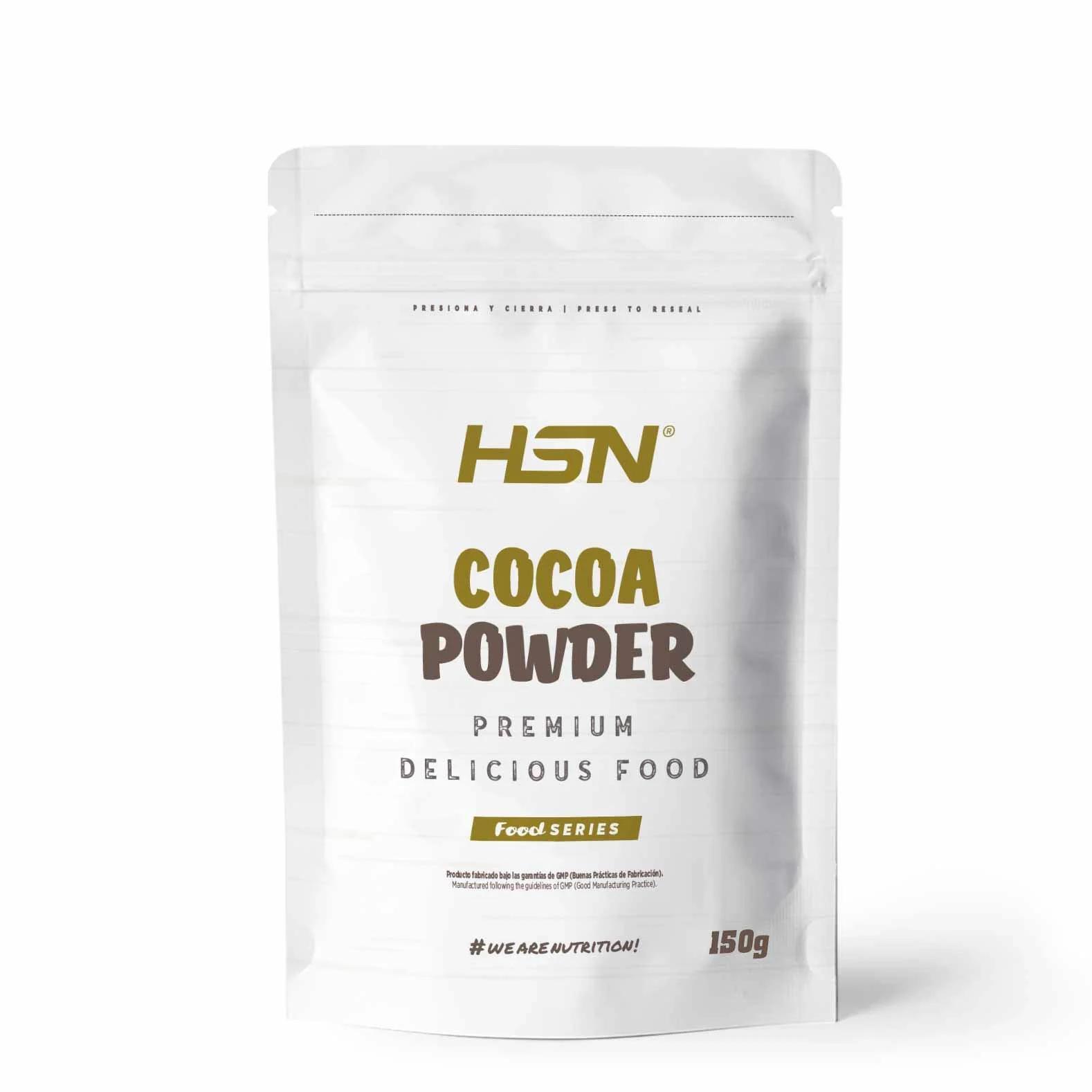 HSN Cacao en Polvo 100% Puro 150 gr 15 Tomas Chocolate Soluble Sin Azúcar Alto en Fibra No-GMO Vegano Sin Gluten