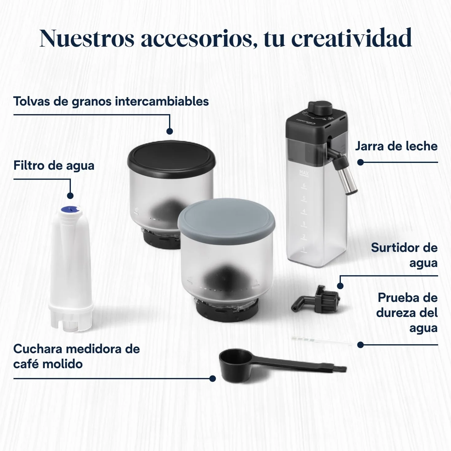 De’Longhi Cafetera Superautomática Rivelia LatteCrema 16 Bebidas One-Touch Pantalla Táctil Depósitos de Granos Intercambiables Gris