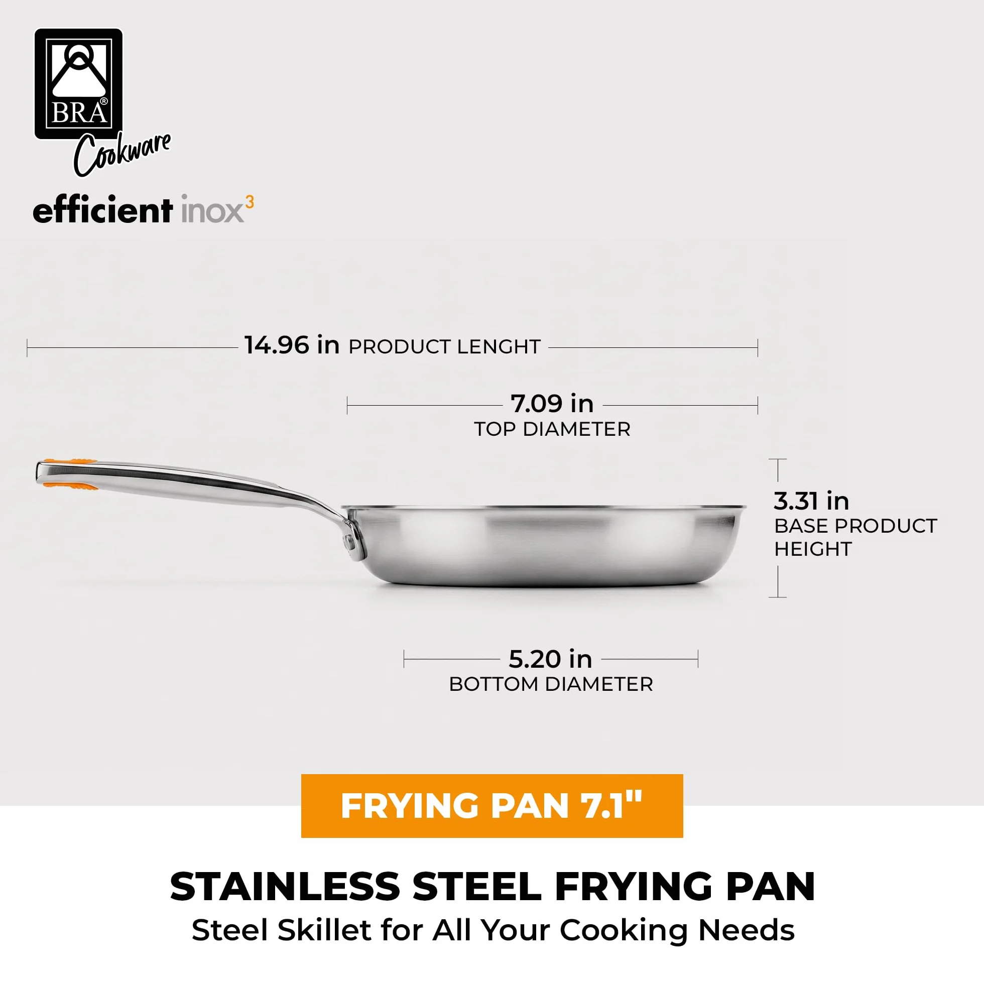 Sartén Tricapa Inox 18 cm Apto Inducción Mango Remachado