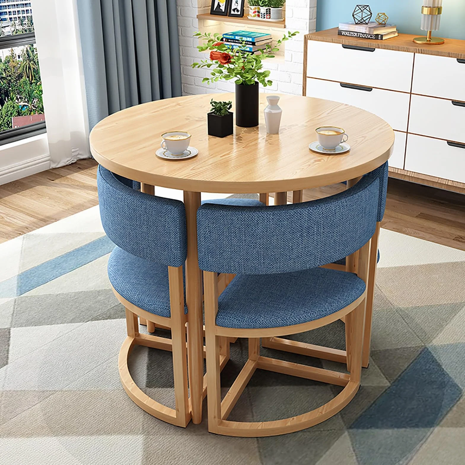 Juego de mesa de comedor redonda y silla, perfecto para oficina, recepción y zonas de ocio, ideal para salón, sala de estar, balcón en casa, mesa redonda pequeña