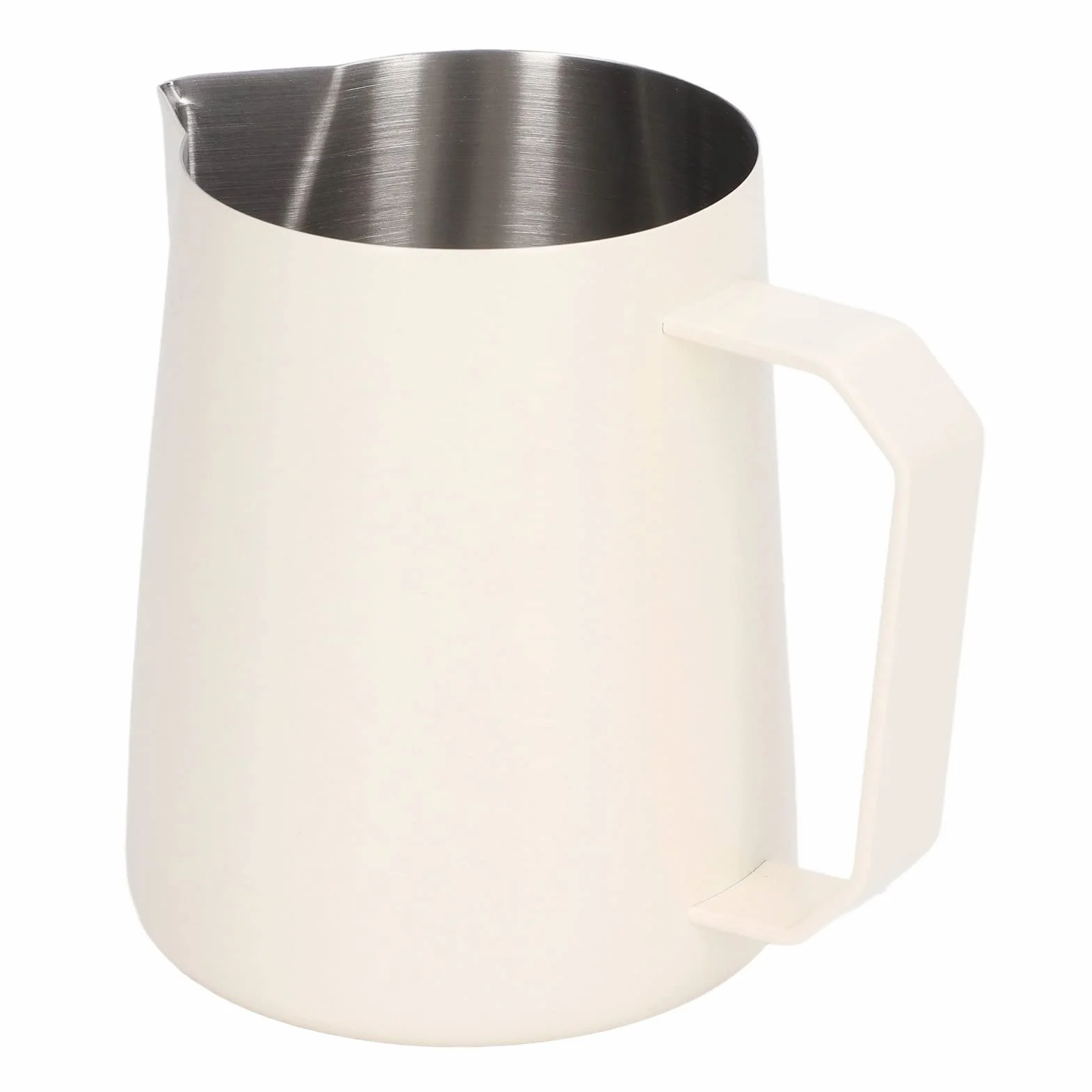 Jarra de espuma de leche de acero inoxidable para café, 450 ml (beige mate)