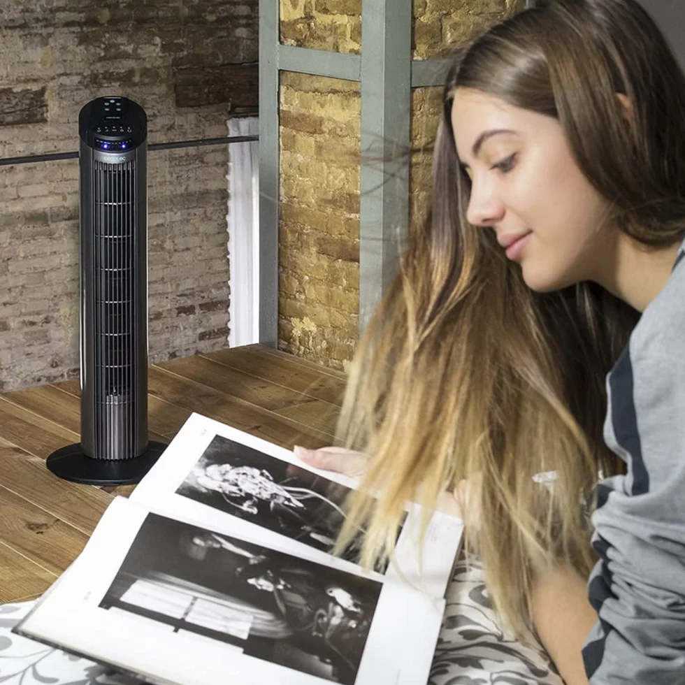 Cecotec EnergySilence 890 Skyline Ventilador de Torre 50W 76cm Oscilación Motor Cobre 3 Velocidades Negro