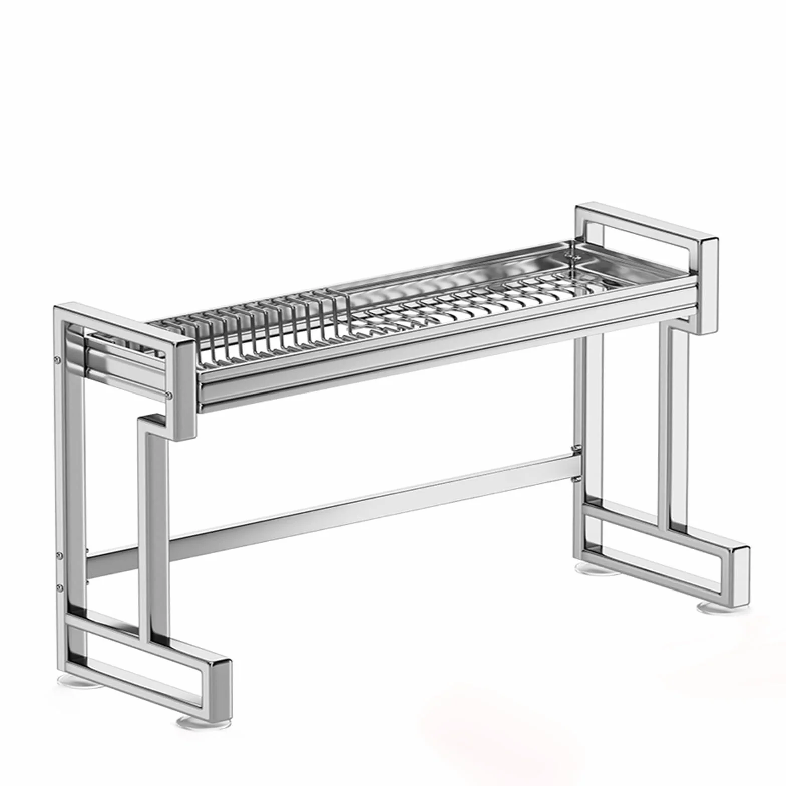 Rejilla for secar platos extra grande multifuncional escurreplatos | Escurreplatos grandes for encimera de cocina de acero inoxidable(Single Layer,55cm/21in)