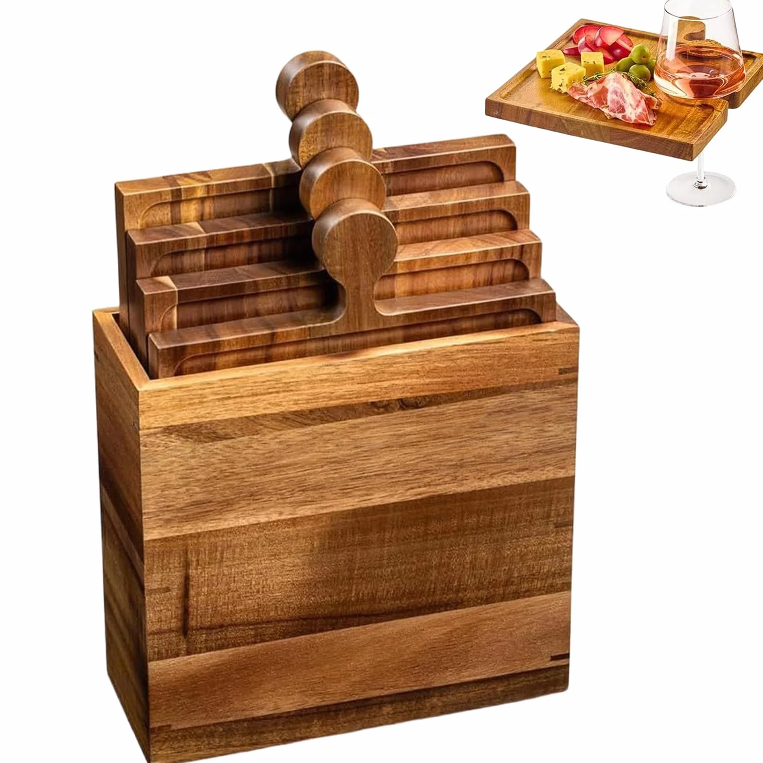 Bandeja Para Servir Comida Juego De Presentación Con Diseño De Puzzle | Tabla de Quesos y Embutidos con Asas Para Alimentos Fruta Queso Aperitivos Postres Hogar Cocina Salón Y Mesa