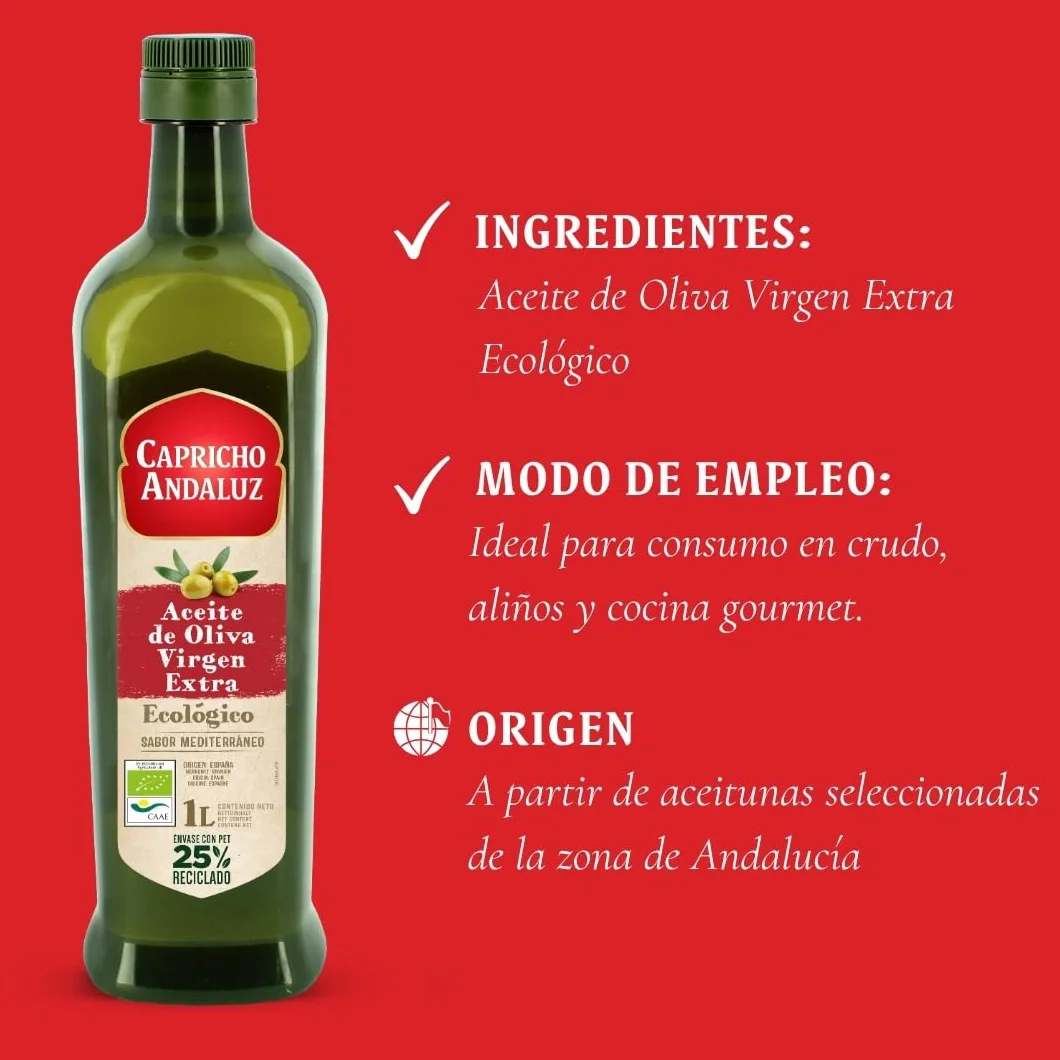 Capricho Andaluz Aceite de Oliva Virgen Extra Ecológico 1L