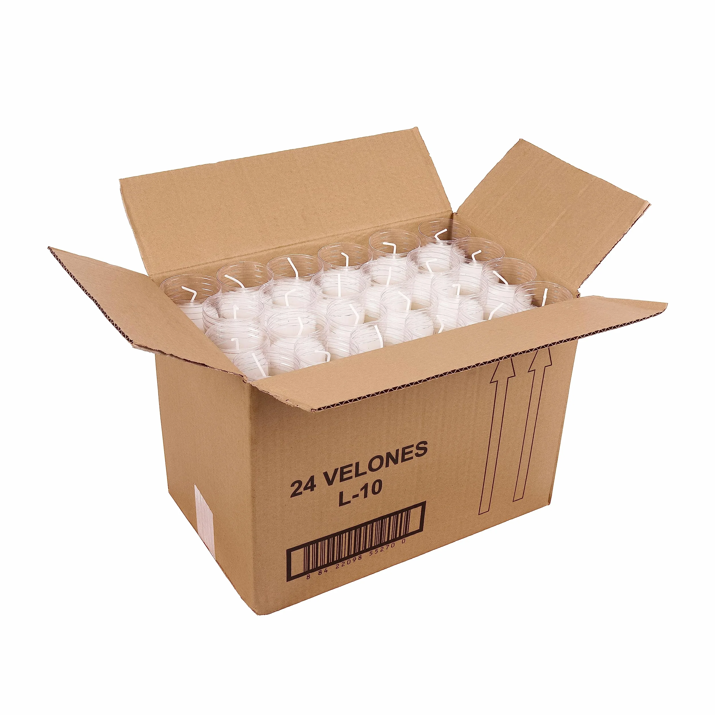 Caja 24 Velones Liturgicos Blancos Grandes 26x6cm Cera de Parafina Duración 8 Dias (24 Grande Alto)
