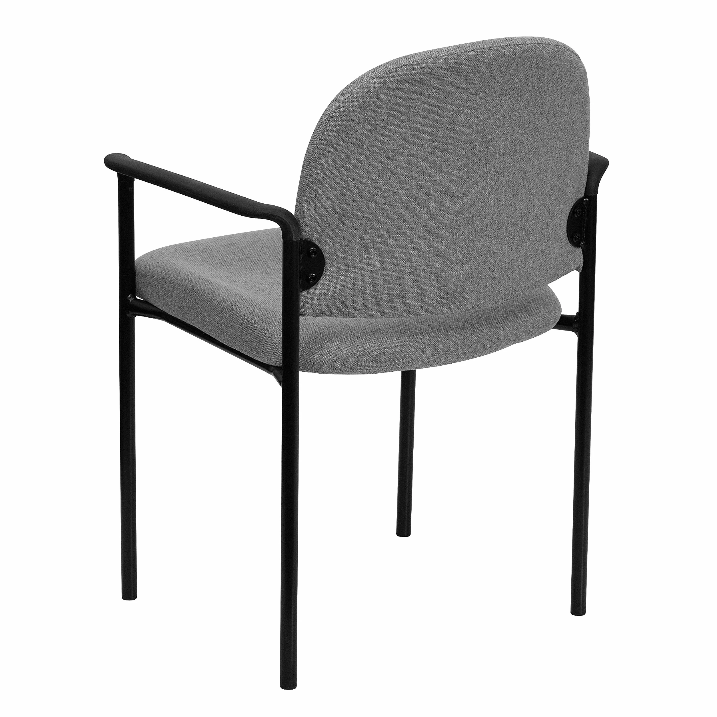 Flash Furniture Comfort - Silla de recepción Lateral apilable de Acero con Brazos, aleación, Tela Gris, Juego de 1