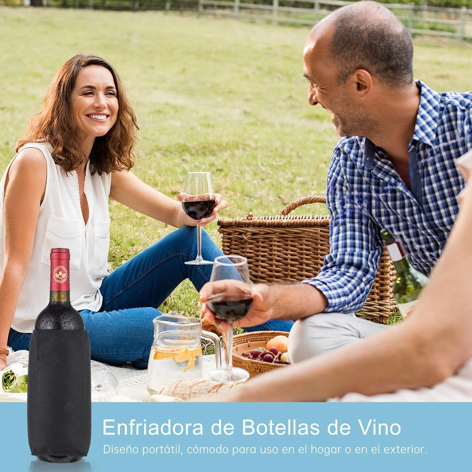 Funda Enfriadora de Botellas de Vino y Cava, Enfriadora de Vino Portátil, Ideal para Uso Diario o Regalo, Pack de 2