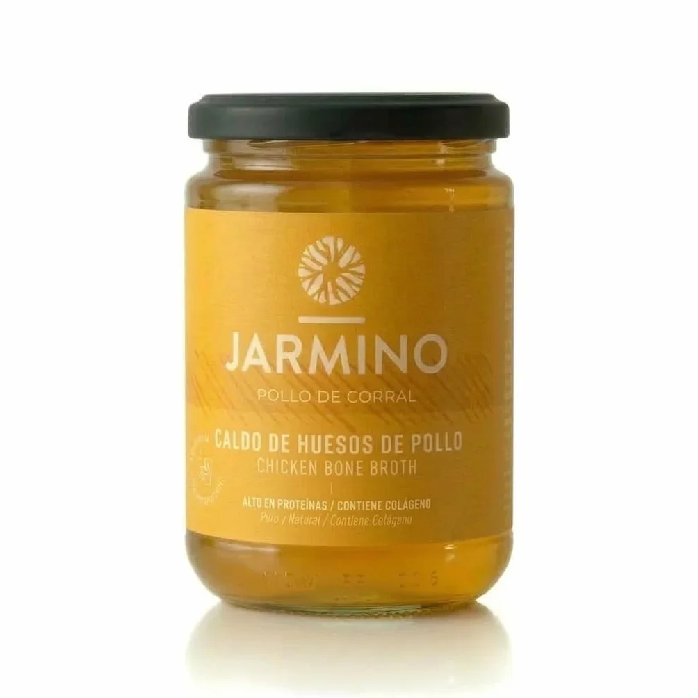 JARMINO Caldo de hueso de pollo orgánico 4x 350ml colágeno y ácido hialurónico naturales