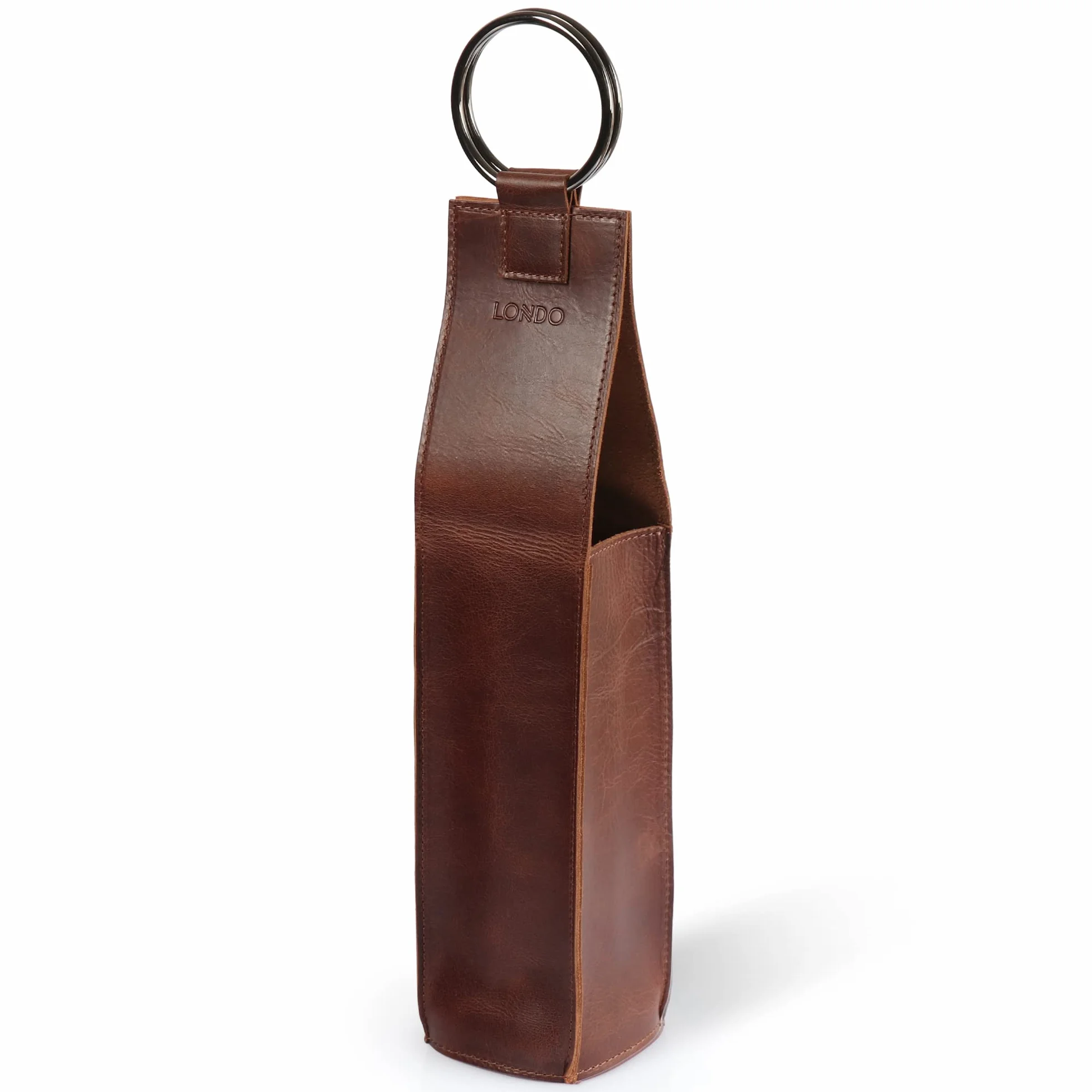 Londo Estuche para Botella de Vino de Cuero Genuino – Elegante y Resistente Porta Vino para Viajes, Picnics y Regalos