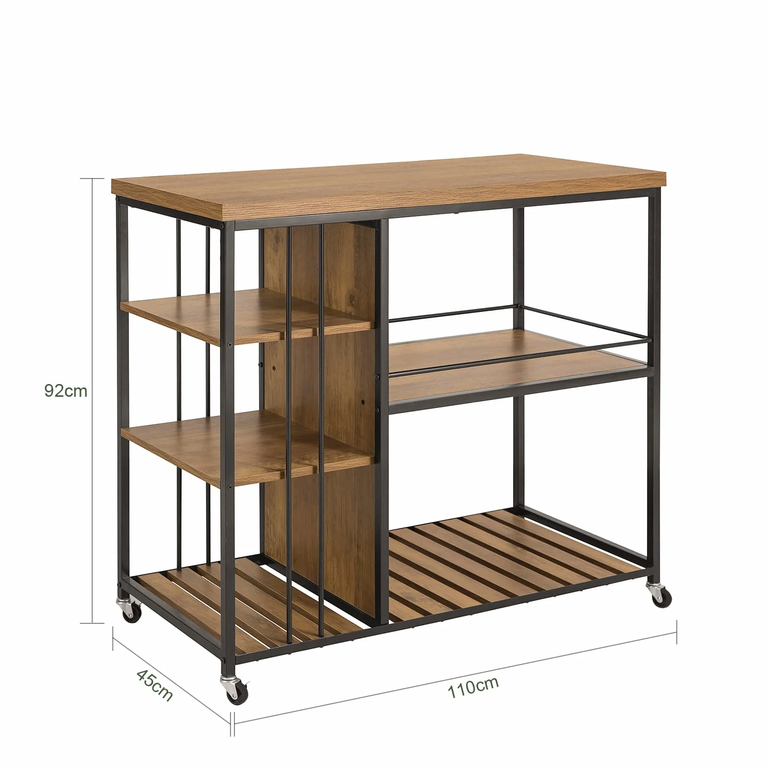 SoBuy Carrito de Servicio Camarera con Ruedas Multiusos con 5 Estantes 110 x 45 x 92 cm SVW18-II-F ES