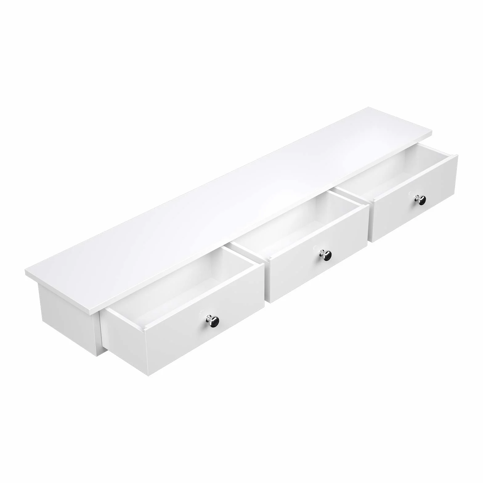 SONGMICS Estante de Pared Flotante con 3 Cajones, 15 kg, 15 x 80 x 10 cm, Blanco LWS085W01