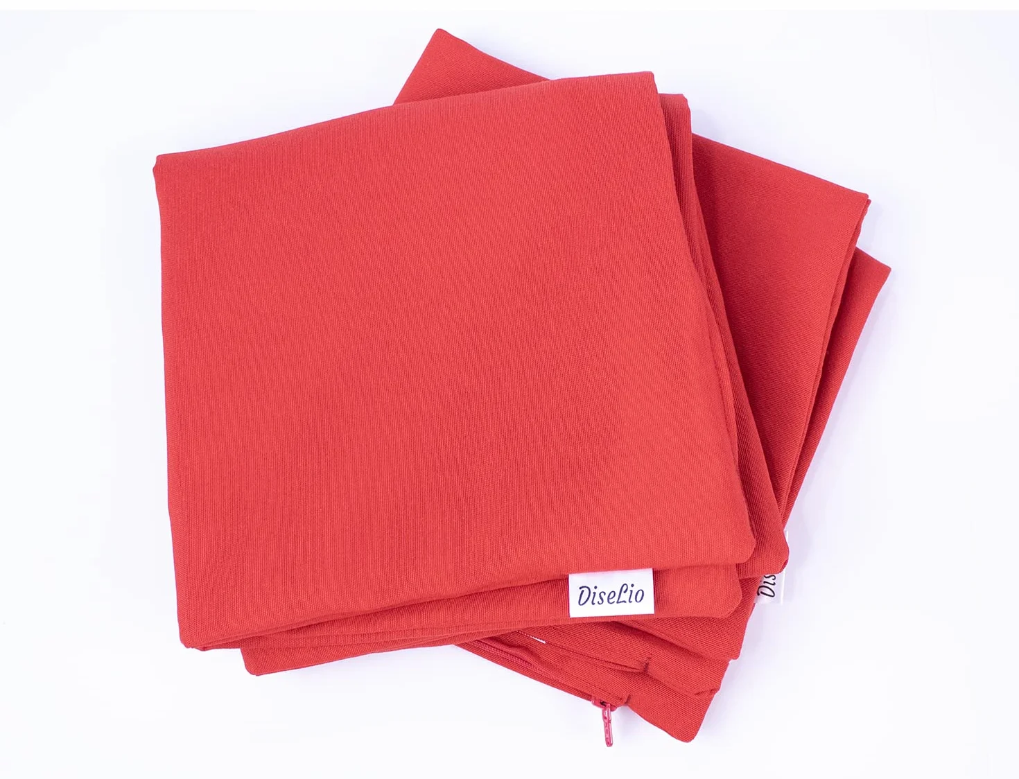 Fundas Cojines 45x45 Rojo Loto - Juego 2 Fundas Cojín Sofá Algodón Poliéster Cremallera Oculta