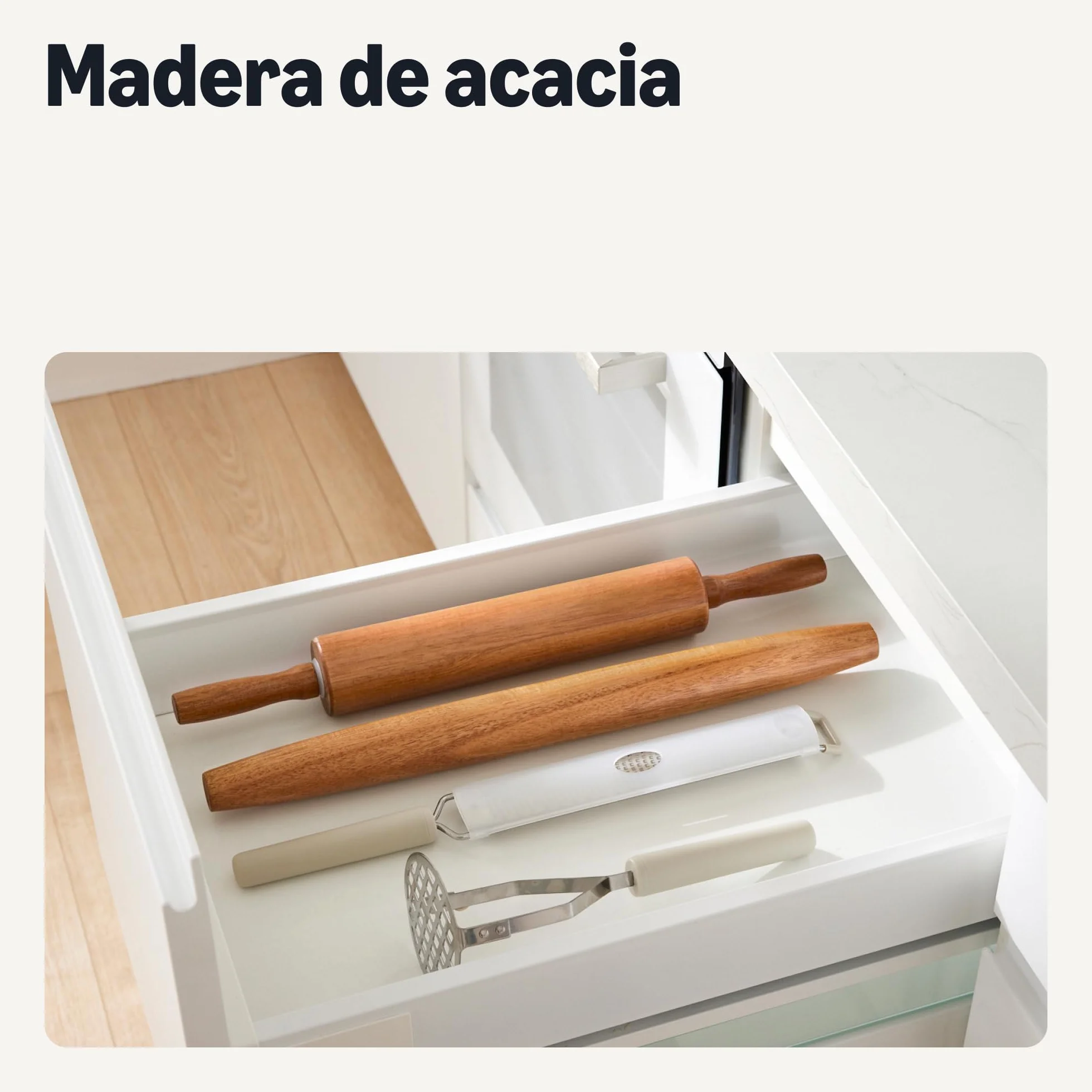 Amazon Basics Rodillo de Madera de Acacia, 43,2cm