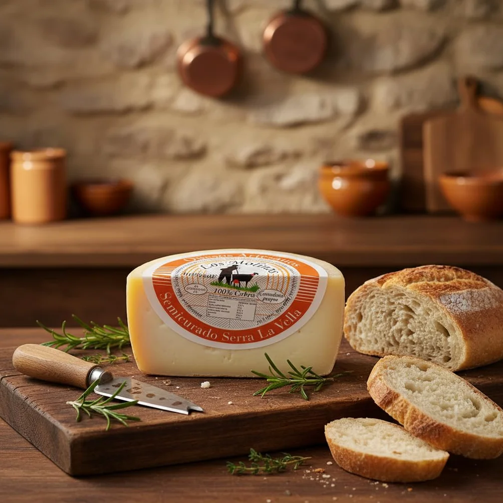 Serra La Vella Queso Artesano Semi Curado 100% Leche de Cabra Caja Madera