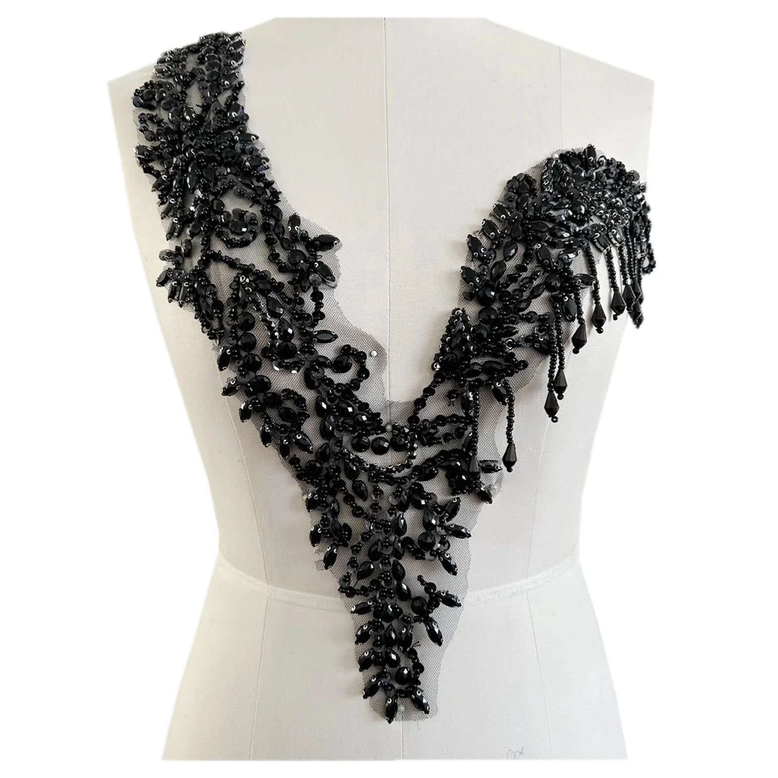 Apliques de encaje con abalorios Apliques de diamantes imitación hechos a mano, cuentas costura, parches adorno piedras, accesorios for escote vestido(Color 5)