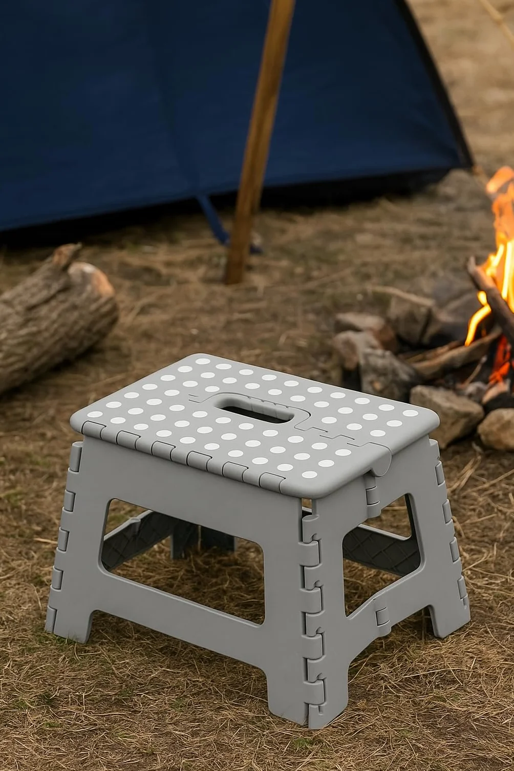 Taburete Plegable Antideslizante, Plástico Resistente hasta 100 kg, Compacto y Portátil con Asa, para Adultos y Niños, Ideal para Cocina, Baño y Hogar – (Blanco)
