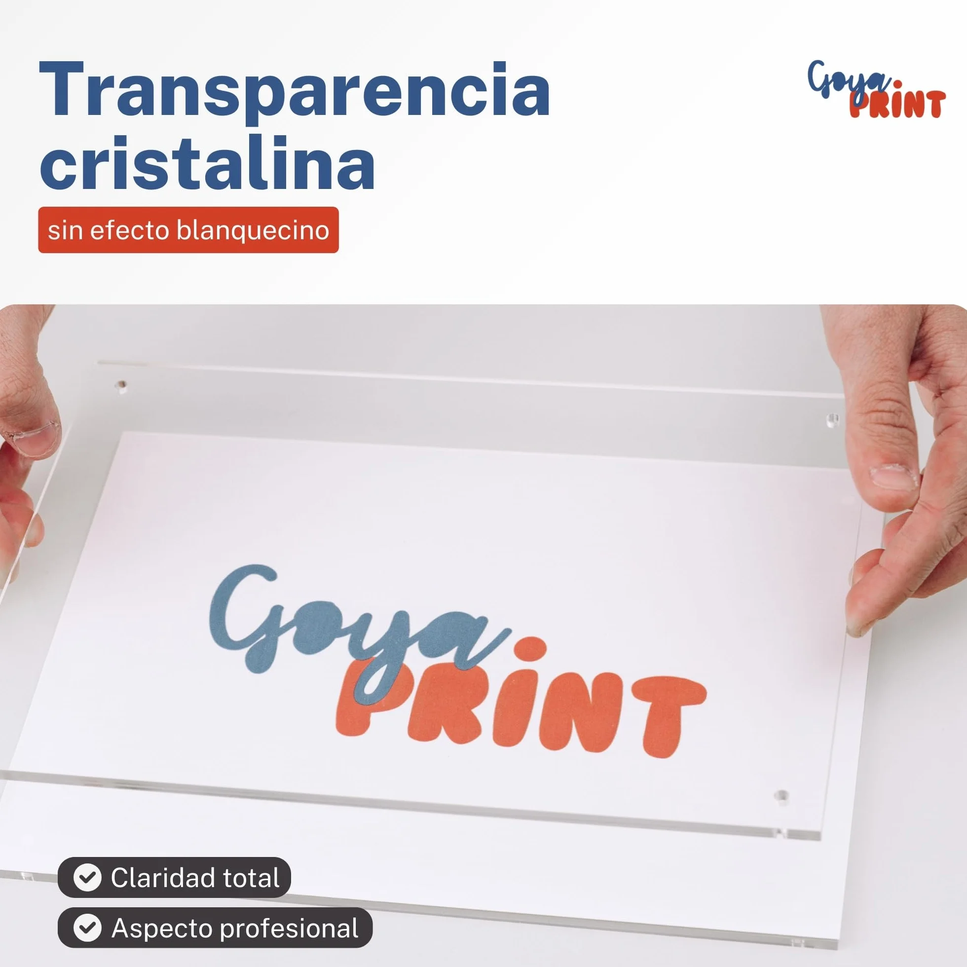 GOYAPRINT Placa de Metacrilato Transparente 29,7x42 cm Marco Acrílico A3 3+3 mm