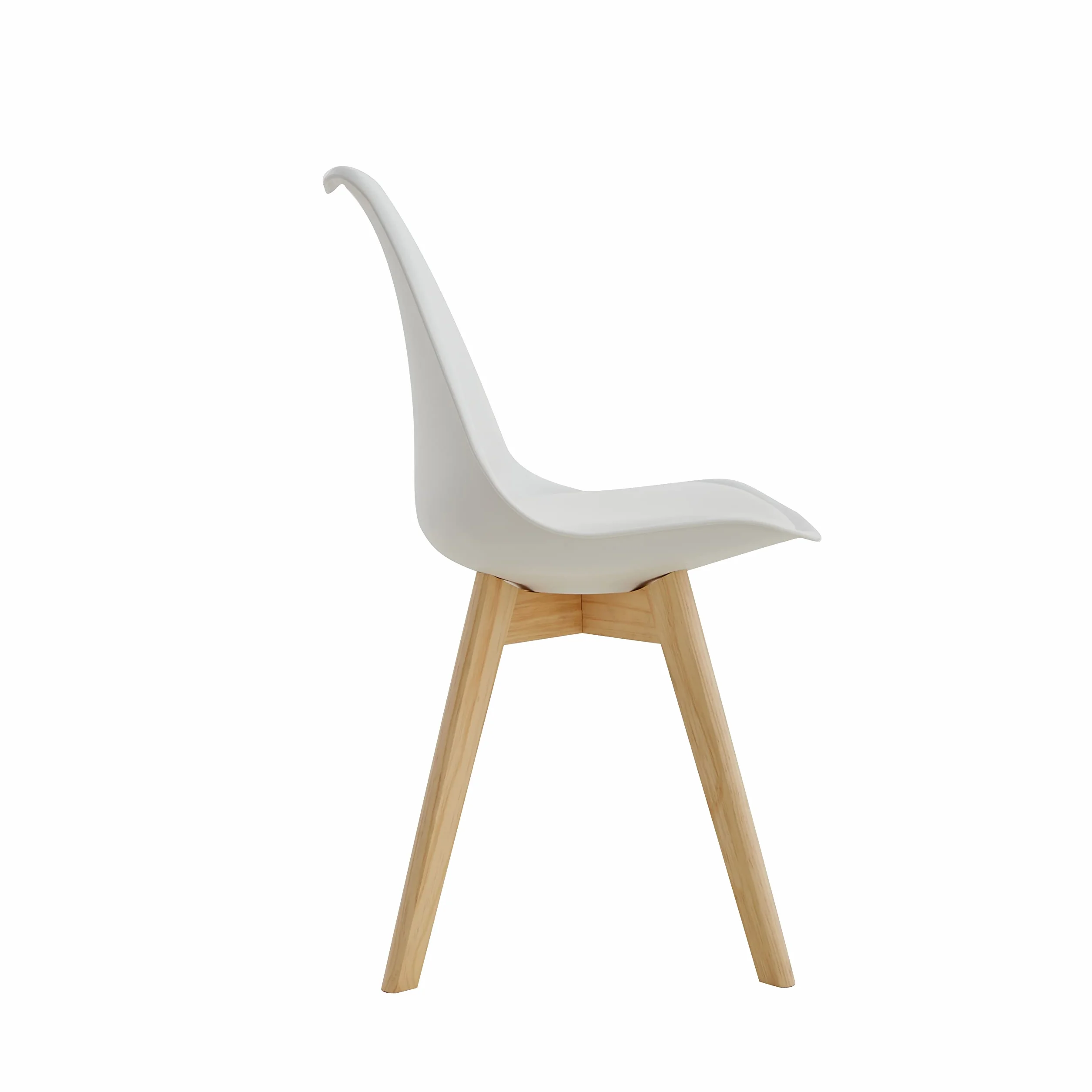 GrandCA HOME Pack de 6 Sillas de Comedor, Silla de Cocina con Patas de Madera de Pino, Sillas Tapizadas para Comedor, Sala y Cocina, Blanco
