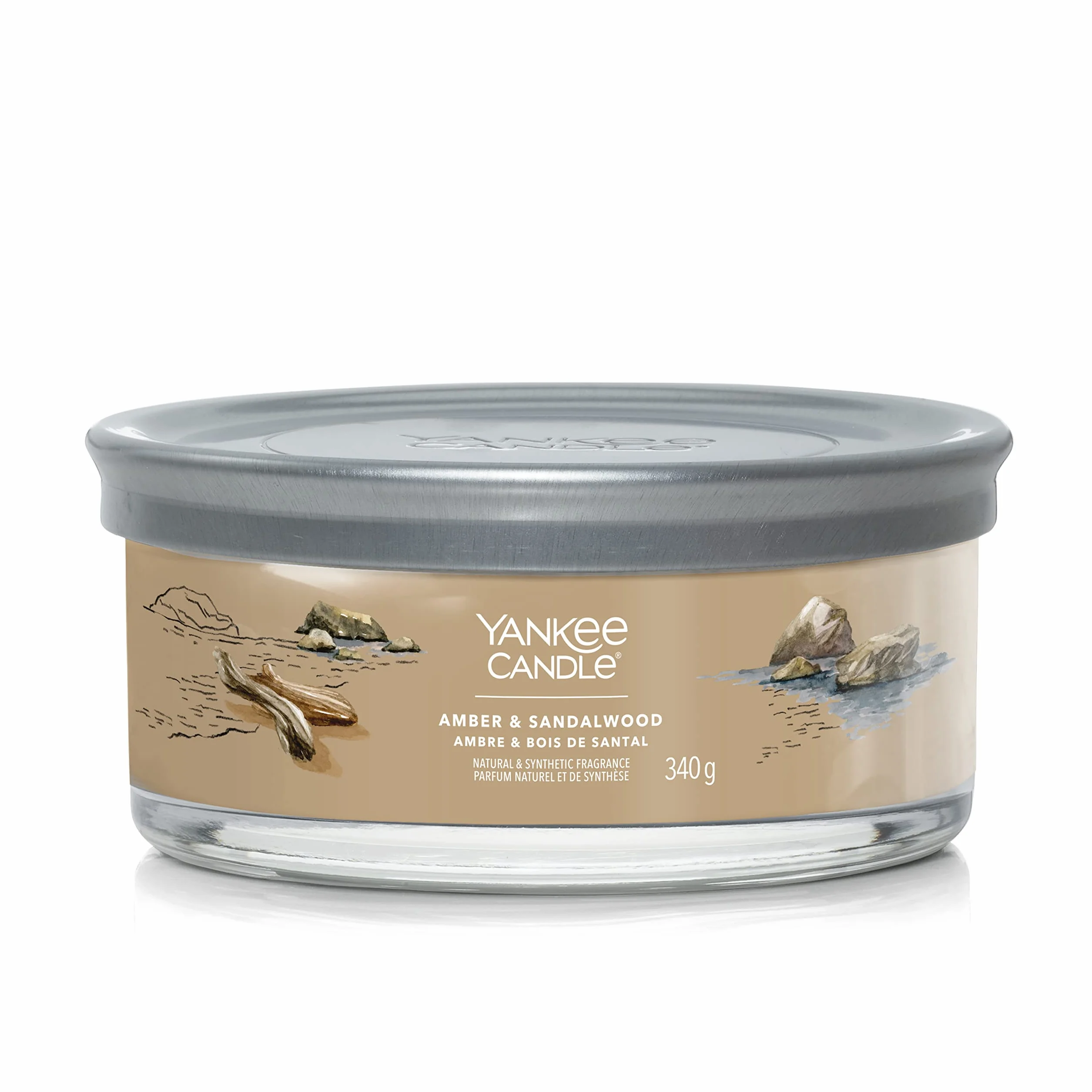 Yankee Candle Vela aromática Signature | Vela en vaso de ámbar y sándalo | Mezcla de cera de soja larga duración | Regalo perfecto para mujeres
