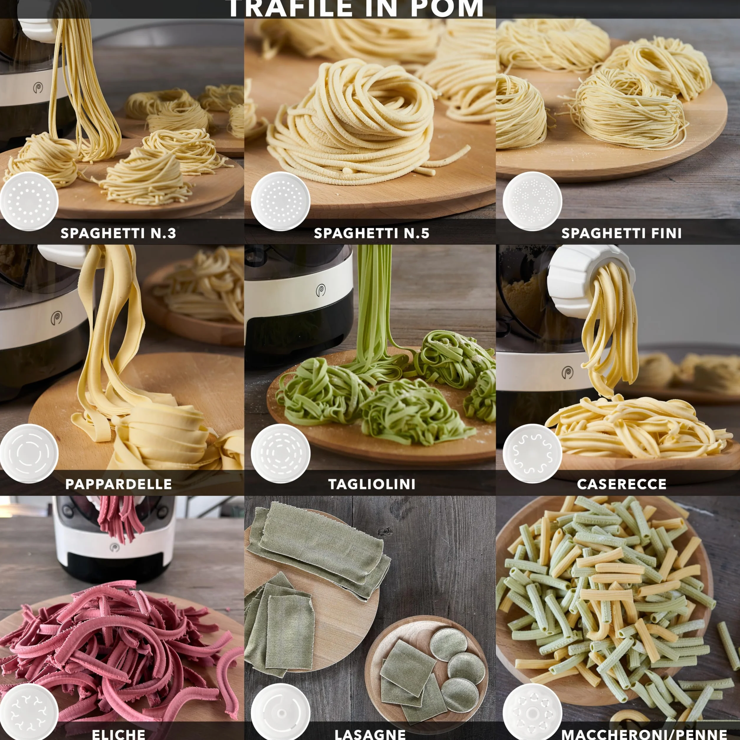 PASTAIO | Máquina de Pasta Fresca de Doble Extrusión. Pasta Maker, hasta 800 g de pasta, pesaje automático, 11 estirado incluido para 15 tipos de pasta, 180 W