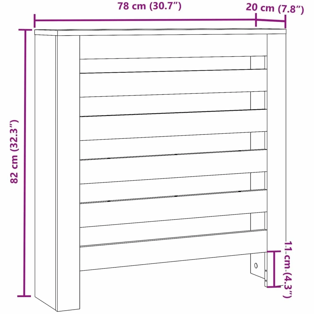Cubierta de radiador Madera de ingeniería Blanco 78x20x82 cm Accesorios para radiadores