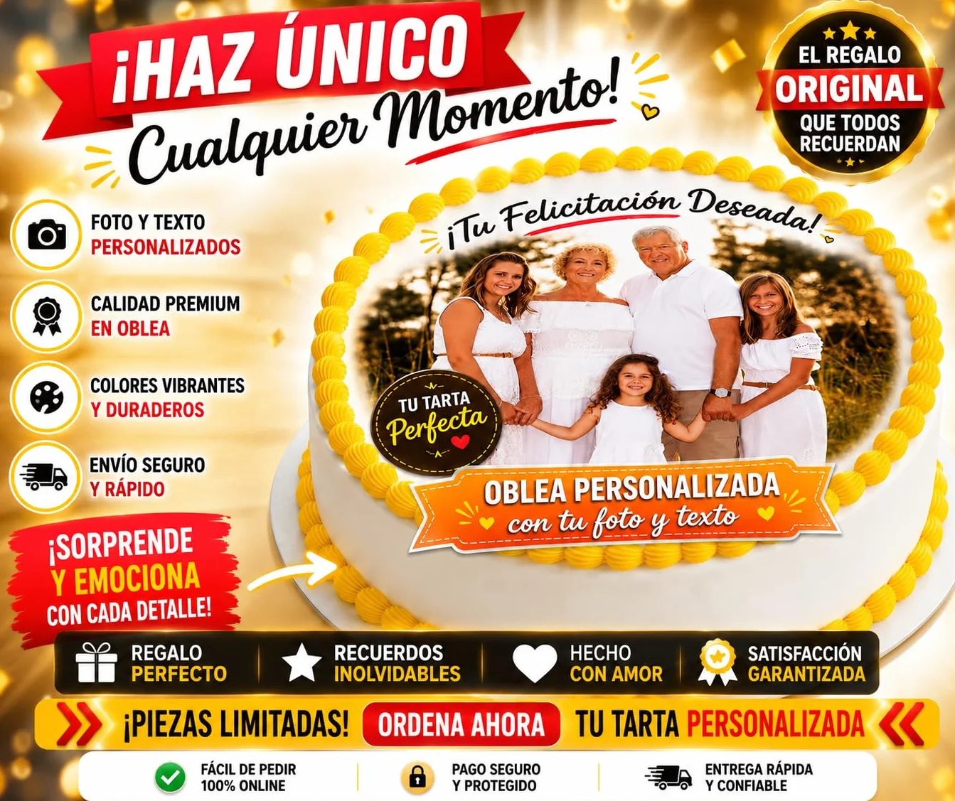 Oblea comestible personalizada nombre edad para pastel tarta cumpleaños varios tamaños disco redondo