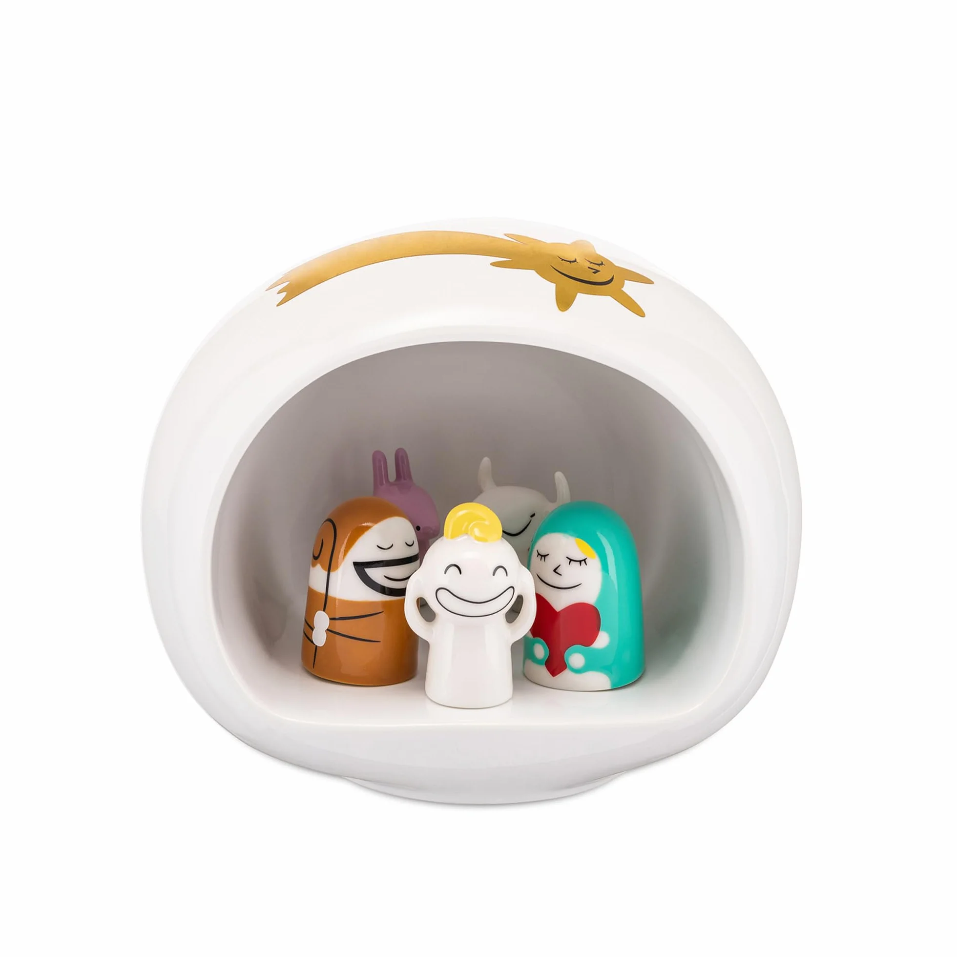 Alessi AMGI10SET Set de Pesebre de Diseño con Reproducción de la Cueva y Figuras de Porcelana Decoradas a Mano, 10 Piezas