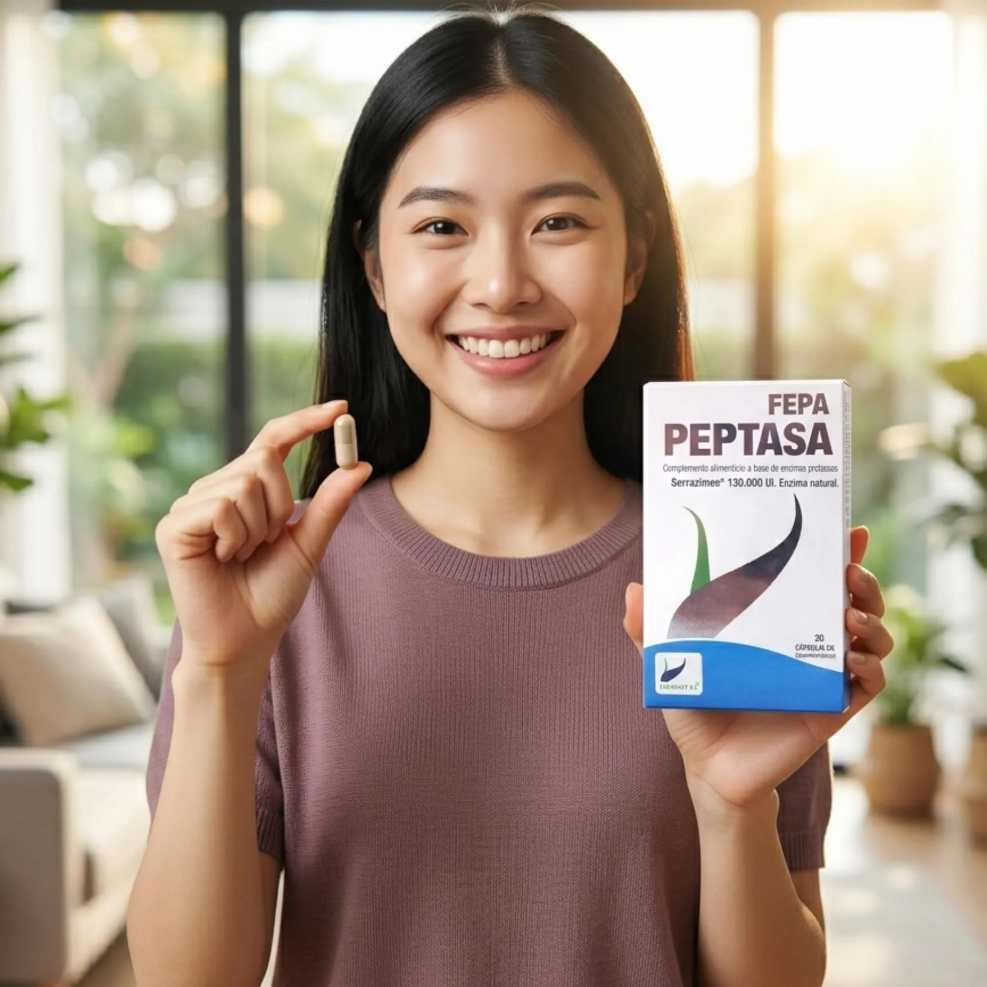 FEPA PEPTASA 20 Cápsulas con Serrapeptasa, Enzima Proteolítica de Alta Pureza – Complemento Alimenticio