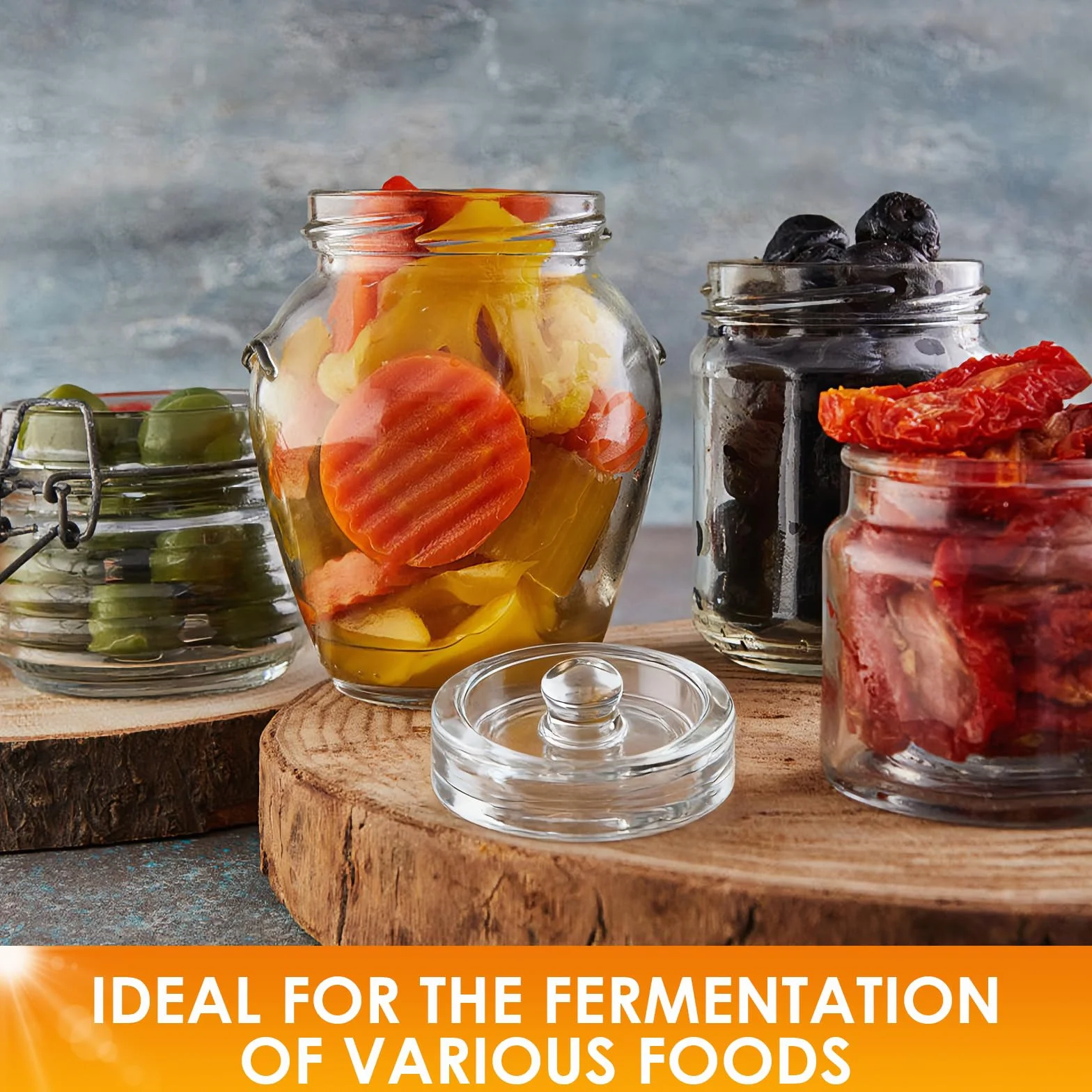2 Piezas Pesas de Fermentación, Pesas de Vidrio para Fermentación Peso para Fermentación de Alimentos Caseros como Kimchi Chucrut y Encurtidos