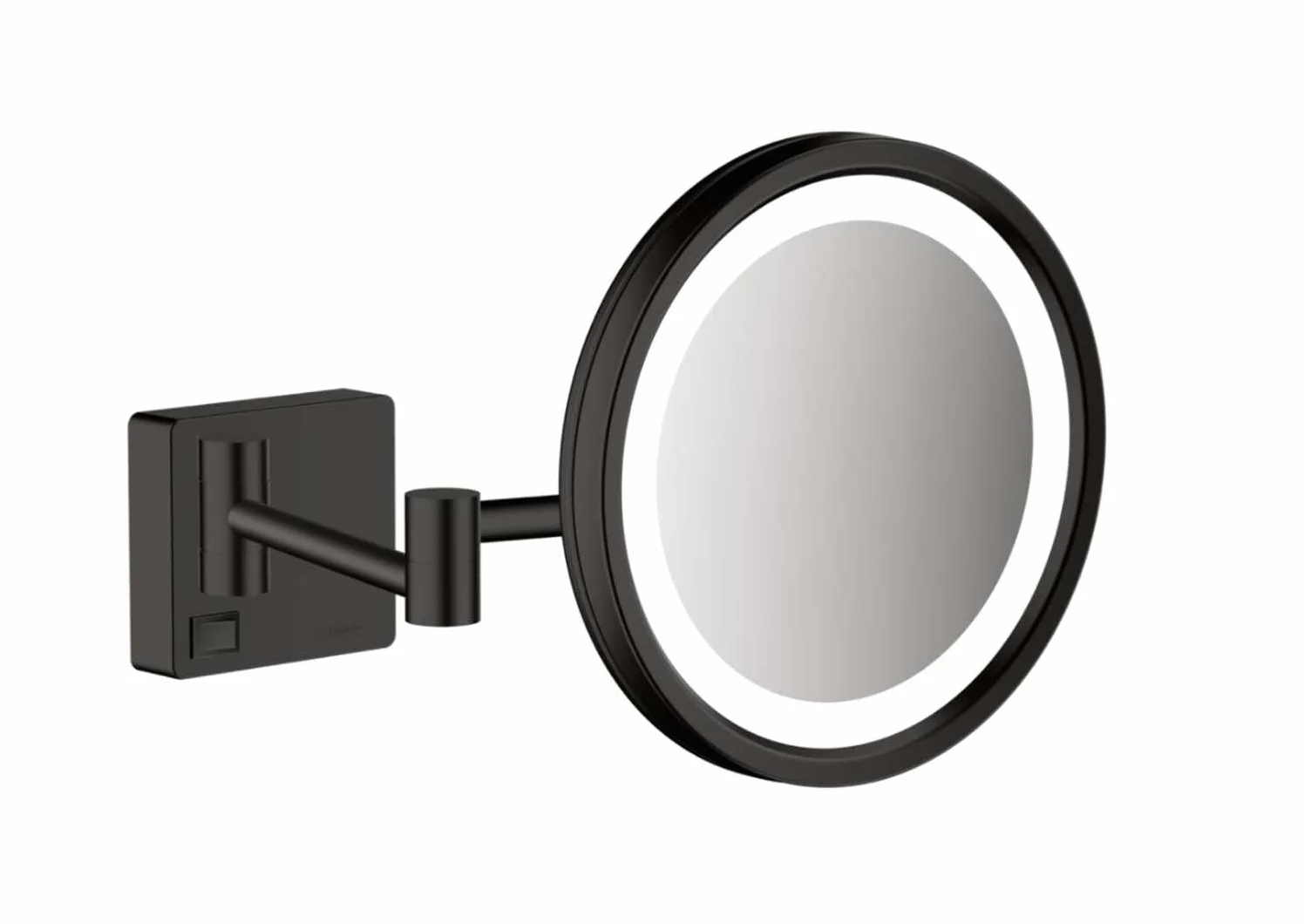 hansgrohe AddStoris - Espejo cosmético con luz LED, Maquillaje con luz, Espejo de Aumento x 3, Negro Mate, 41790670