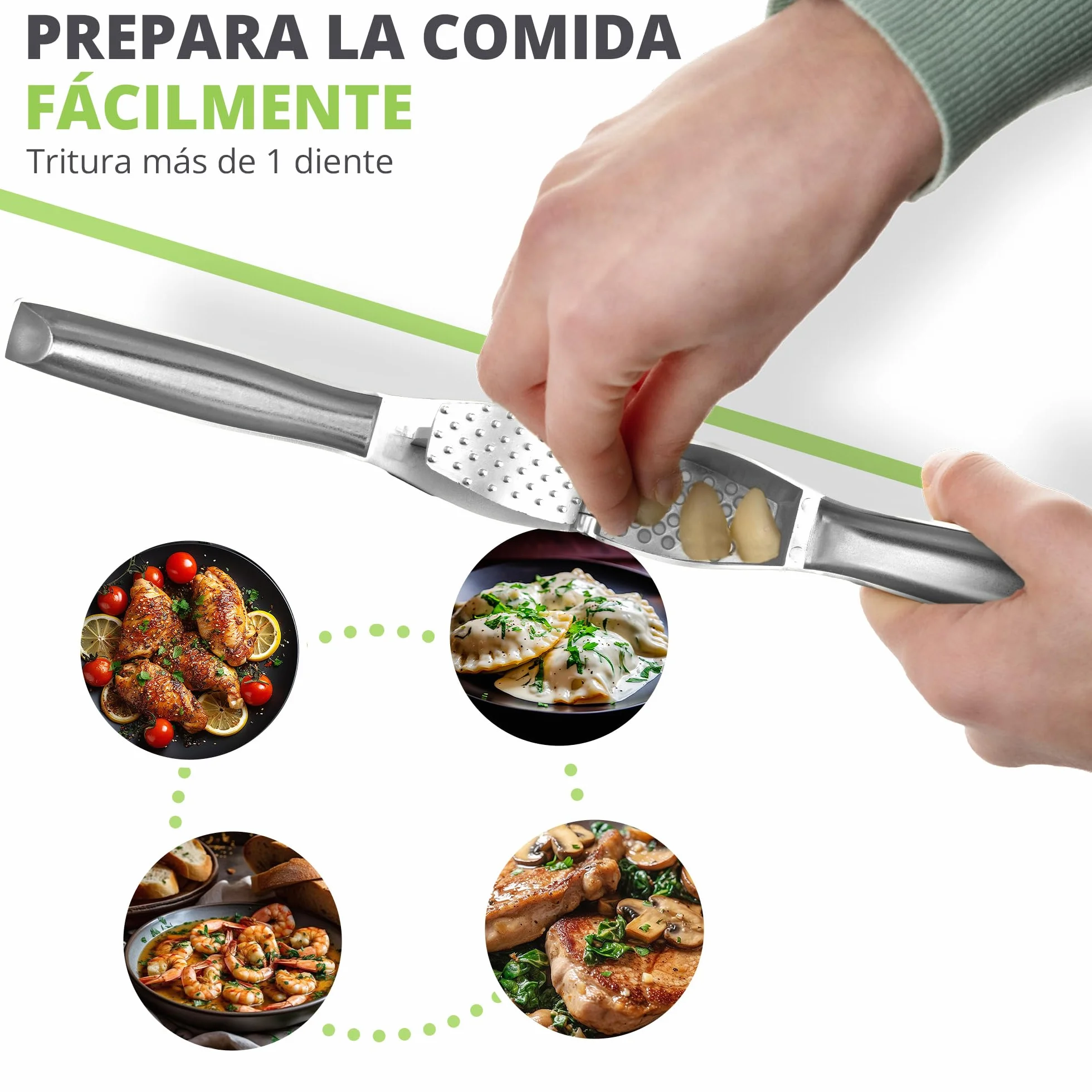 Oliver's Kitchen Prensa Ajos Picador de Ajo Fácil de Usar