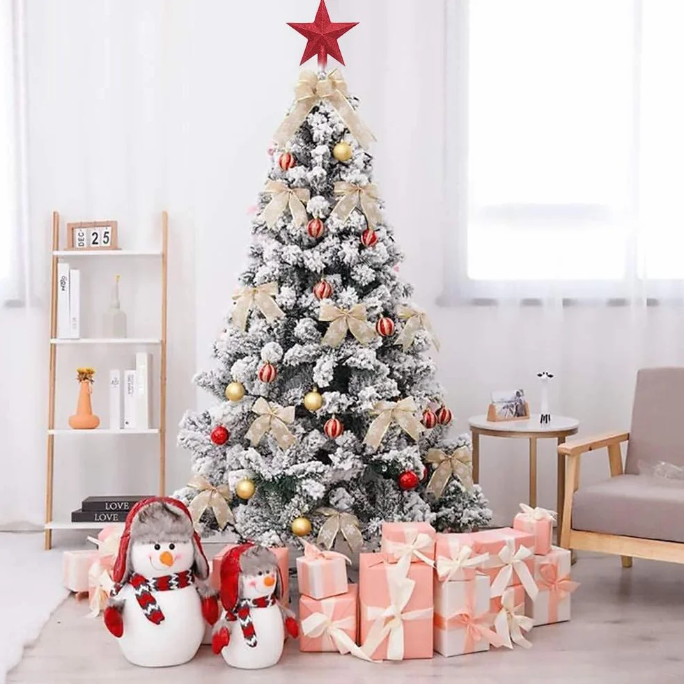 Sombrero para el Árbol de Navidad con Estrellas Brillantes - Rojo