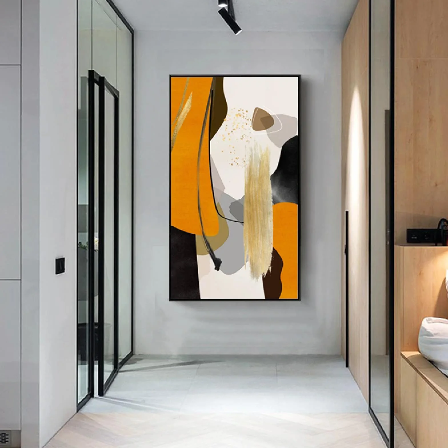 Dormitorio Pasillo Lienzo Extra Grande Pintura Decorativa Arte Abstracto Moderno Sala de Estar Póster Fondo Pintura de Pared 80x100cm (31x39 Pulgadas) con Marco Negro
